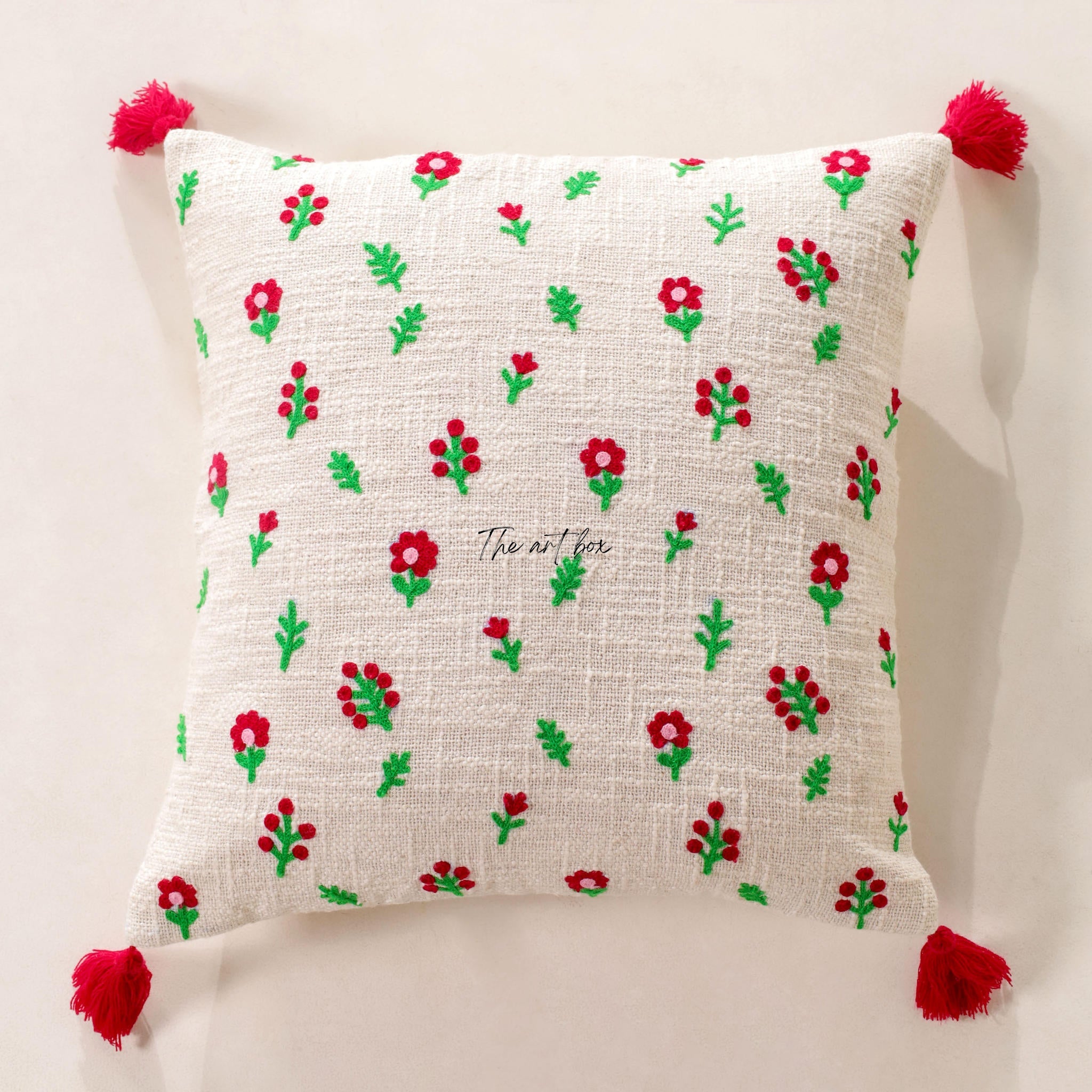 Embroidered Floral Accent Pillow Case - Add a Floral Touch to Your Decor