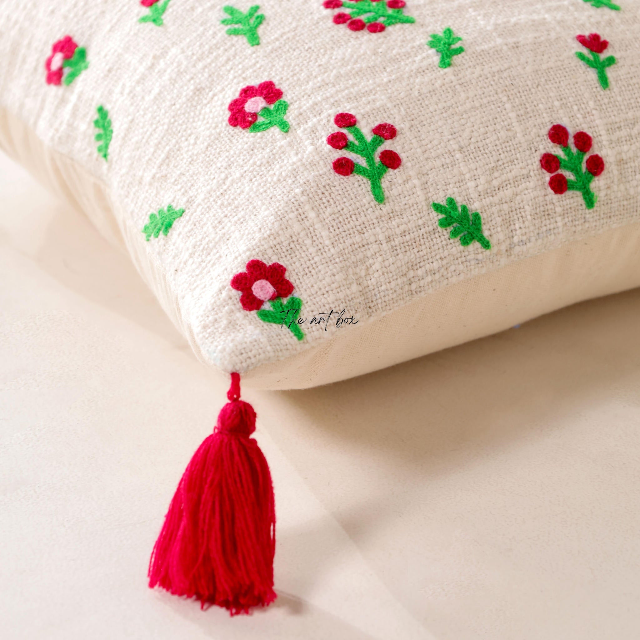 Embroidered Floral Accent Pillow Case - Add a Floral Touch to Your Decor