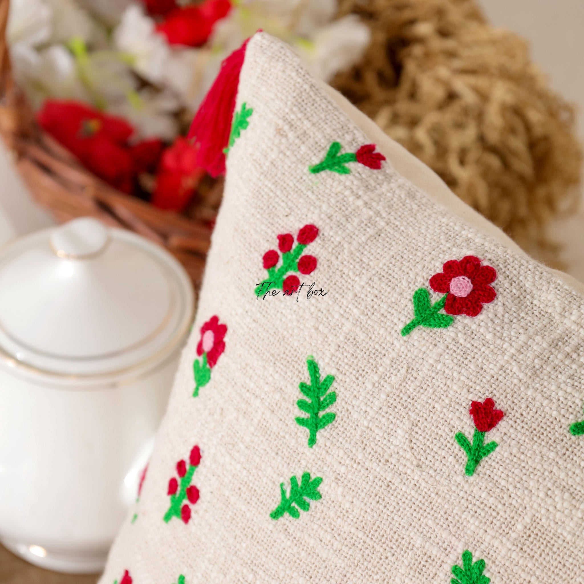 Embroidered Floral Accent Pillow Case - Add a Floral Touch to Your Decor