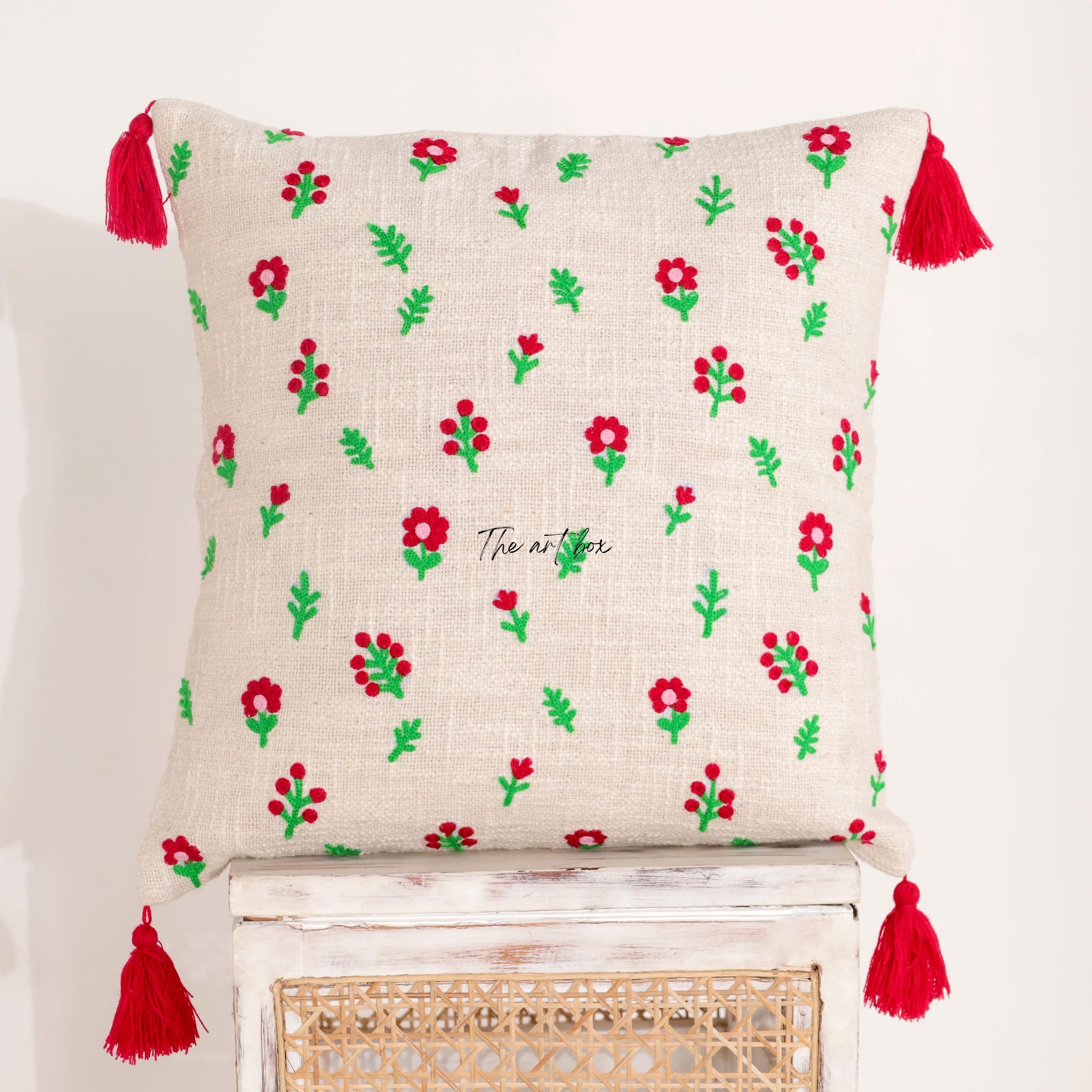 Embroidered Floral Accent Pillow Case - Add a Floral Touch to Your Decor