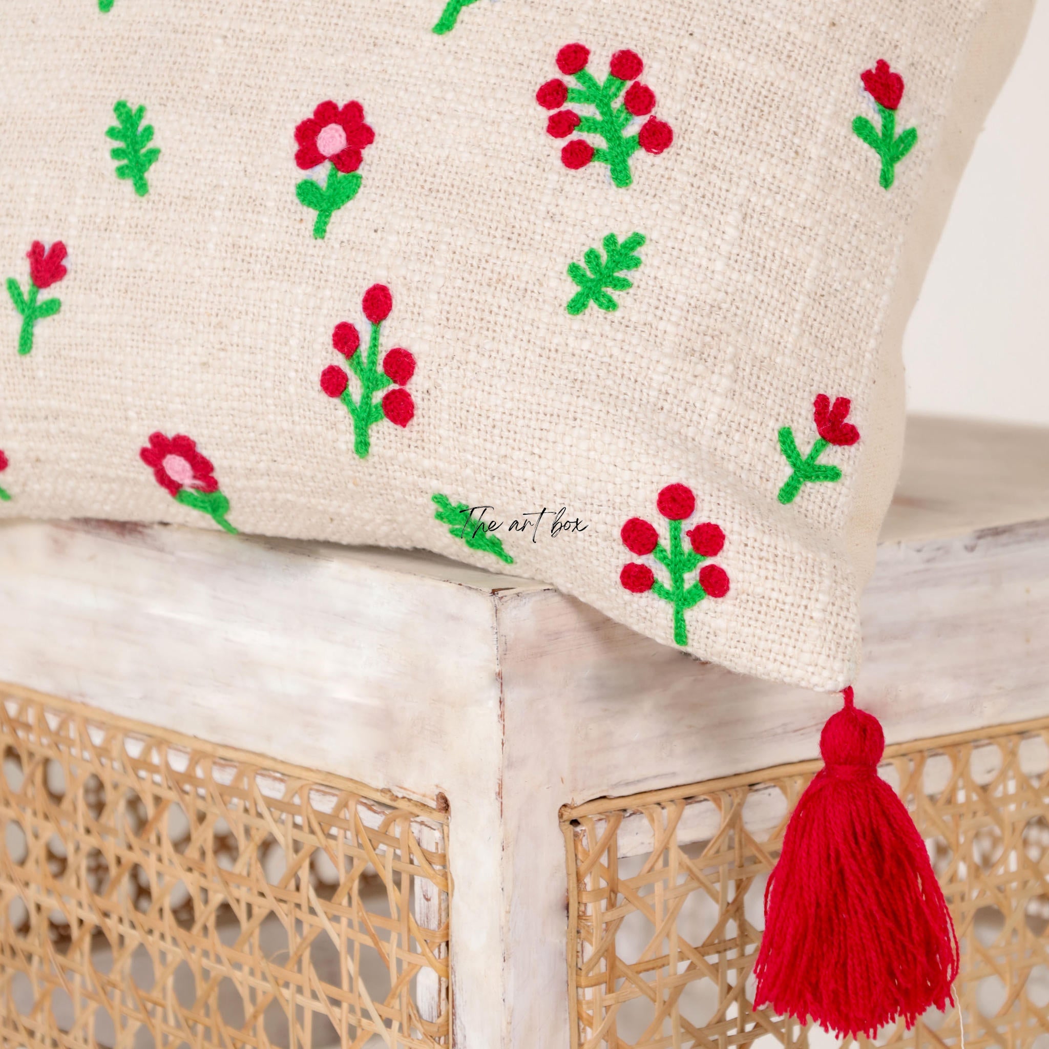 Embroidered Floral Accent Pillow Case - Add a Floral Touch to Your Decor