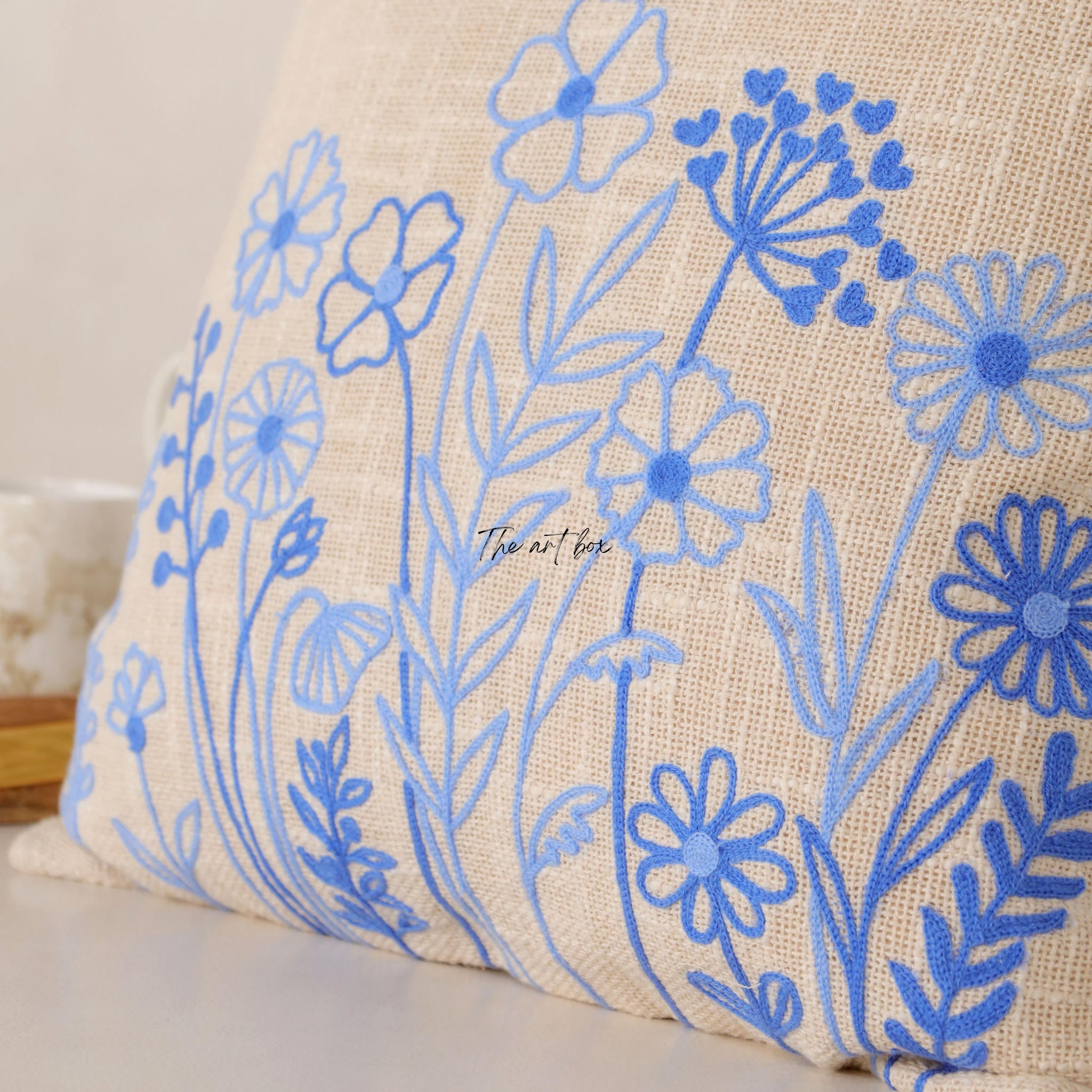 Embroidered Flower Cushion - Blooming Beauty for Your Decor