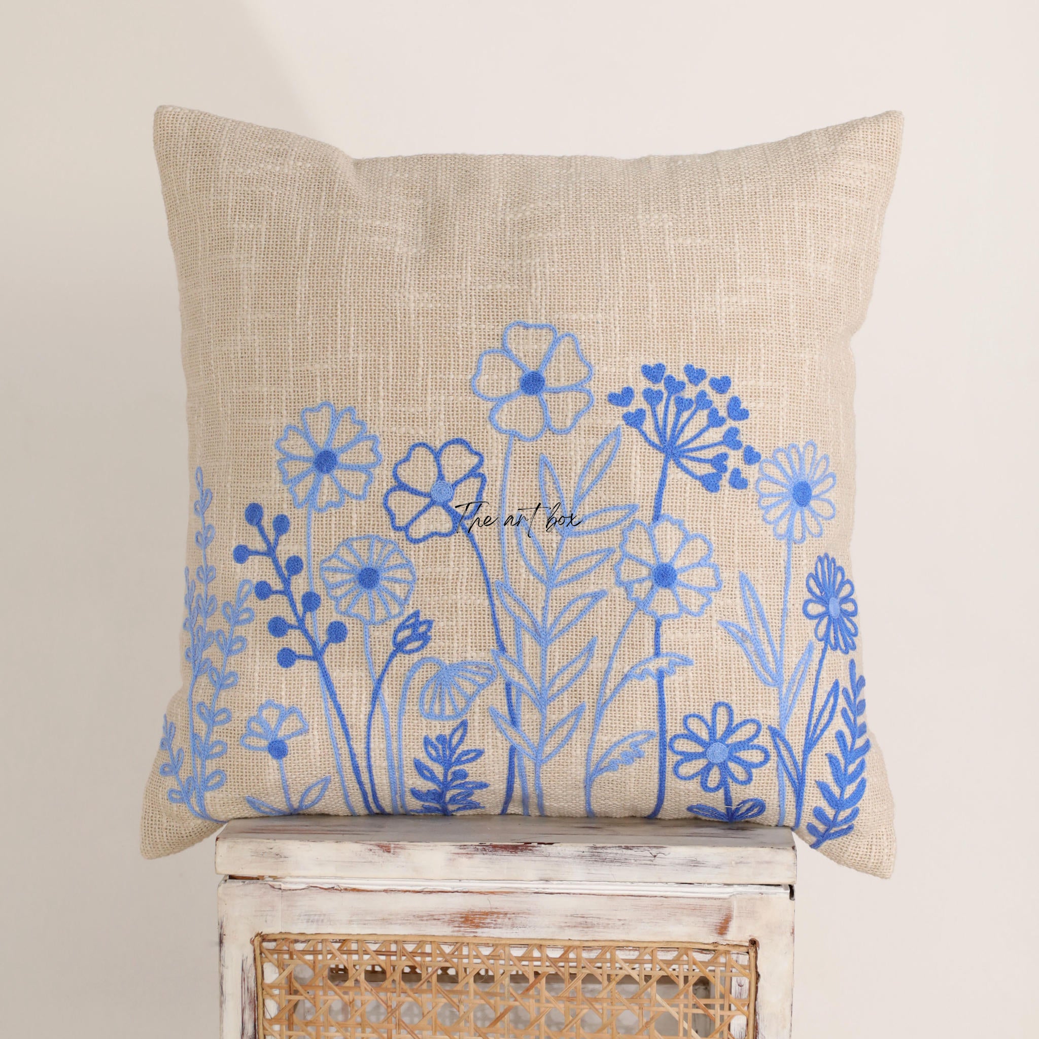 Embroidered Flower Cushion - Blooming Beauty for Your Decor