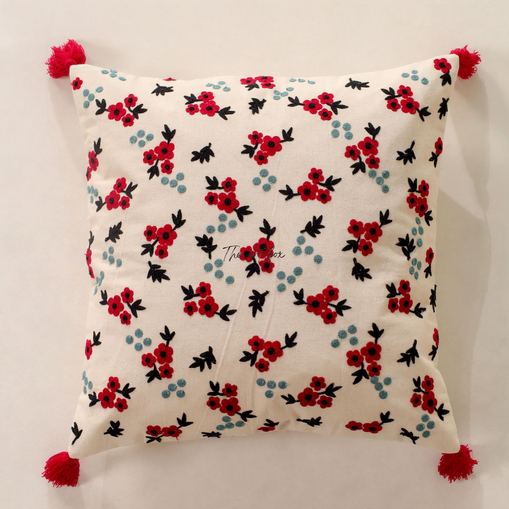 Embroidered Flower Decor Pillow Case - Bring Nature Inside