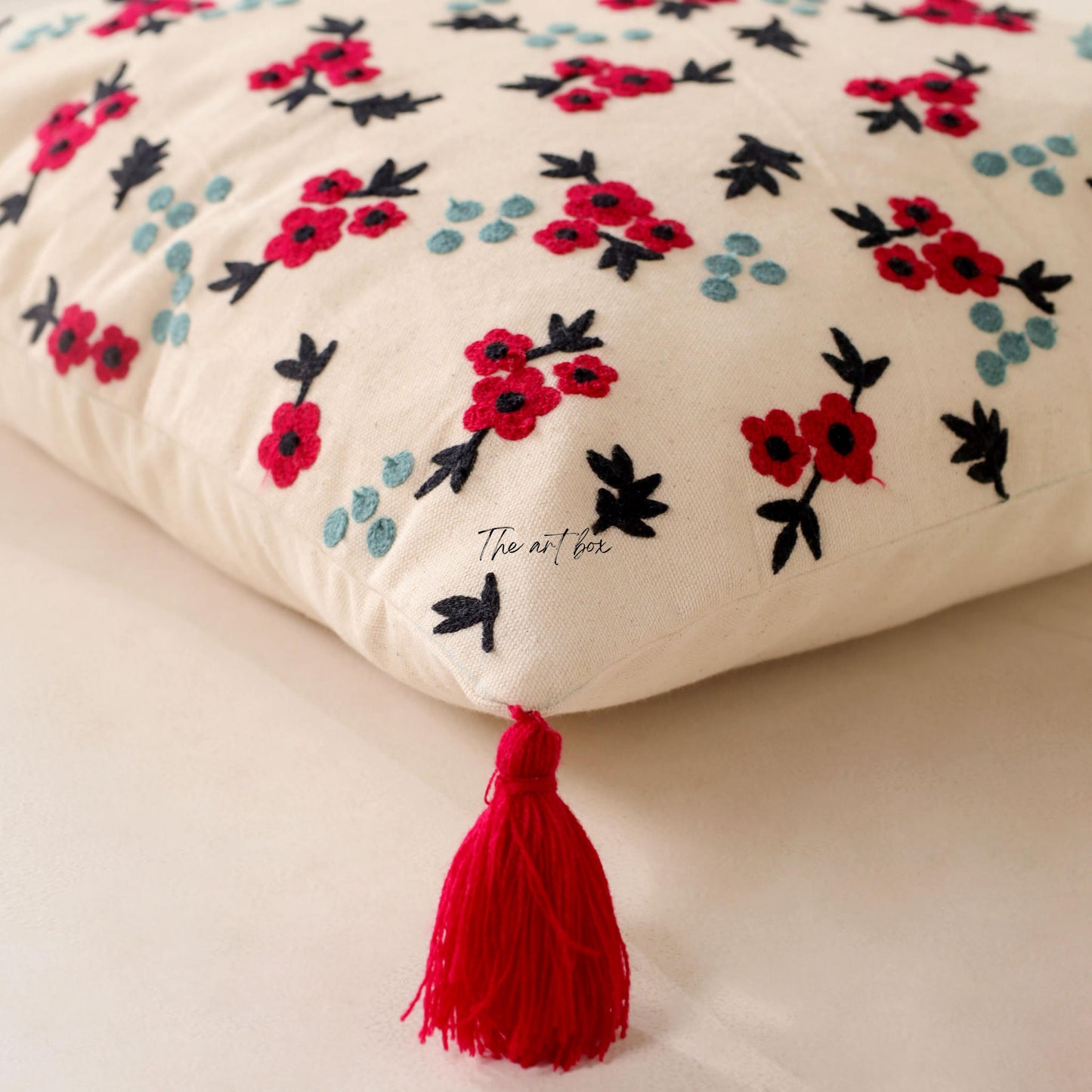 Embroidered Flower Decor Pillow Case - Bring Nature Inside