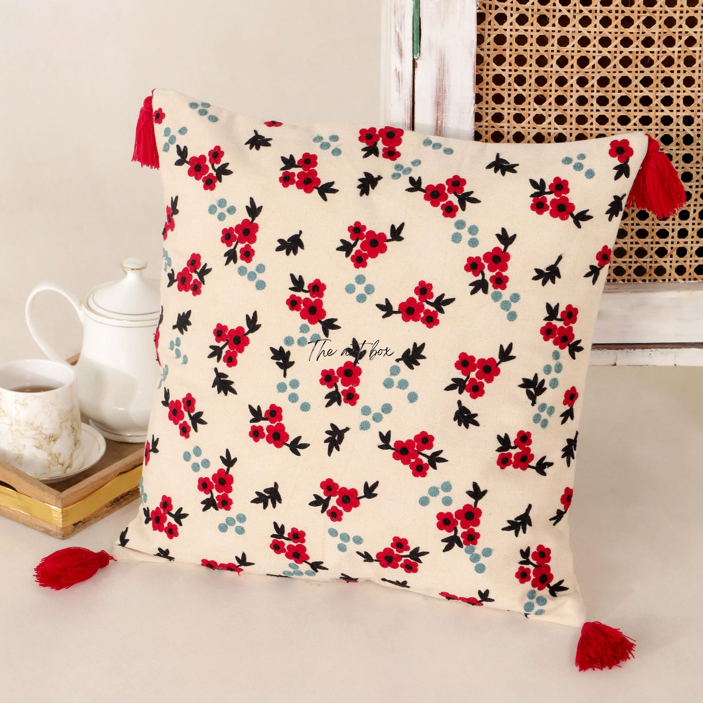 Embroidered Flower Decor Pillow Case - Bring Nature Inside