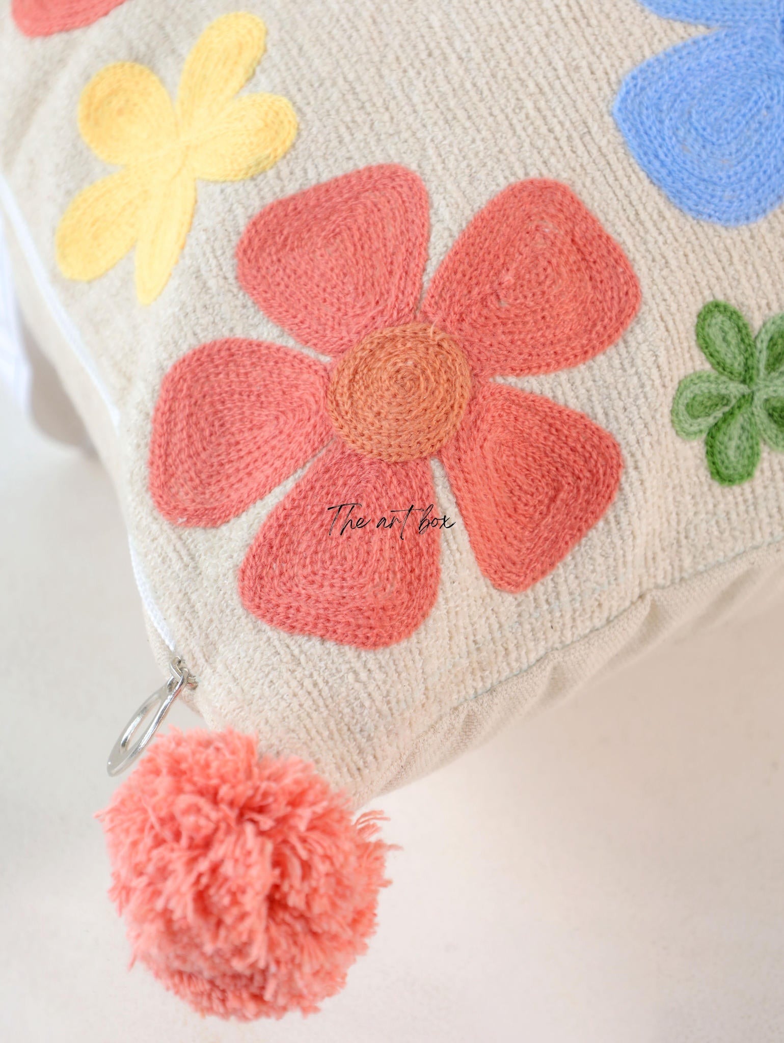 Personalized Flower Embroidery Cushion Cover - Your Name, Your Style