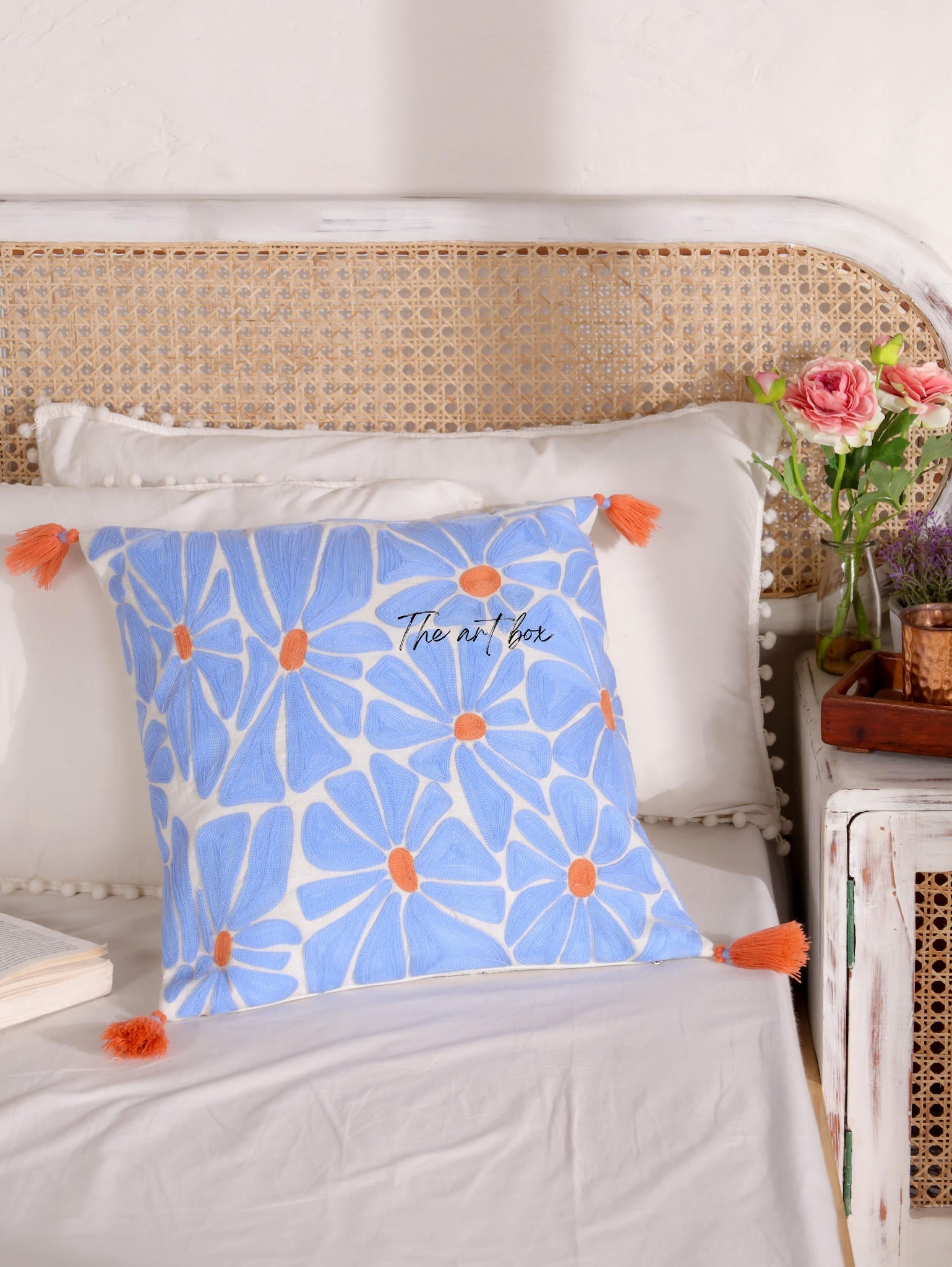 Floral Embroidery Decorative Pillow - Add a Floral Flourish to Your Space