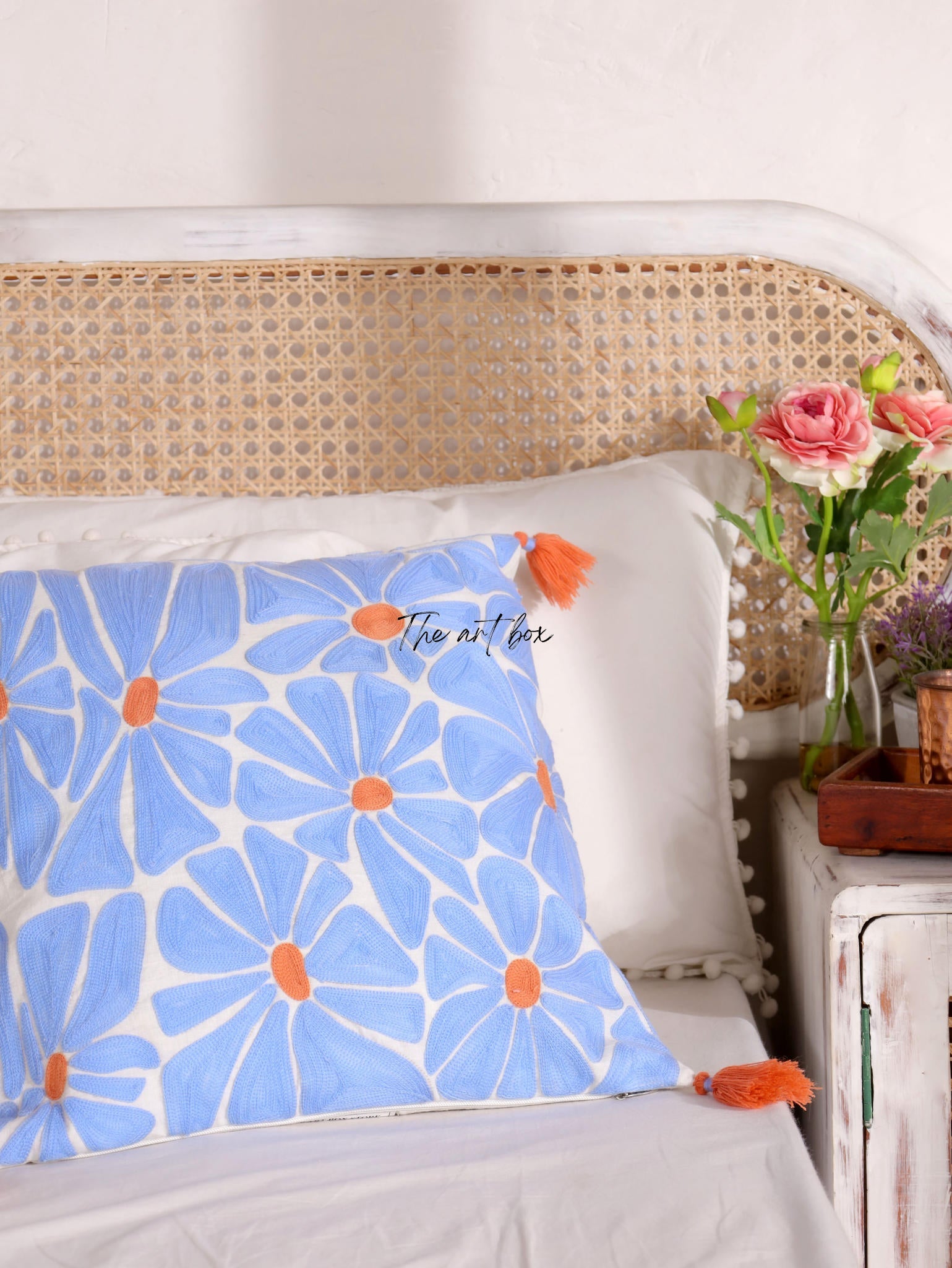 Floral Embroidery Decorative Pillow - Add a Floral Flourish to Your Space