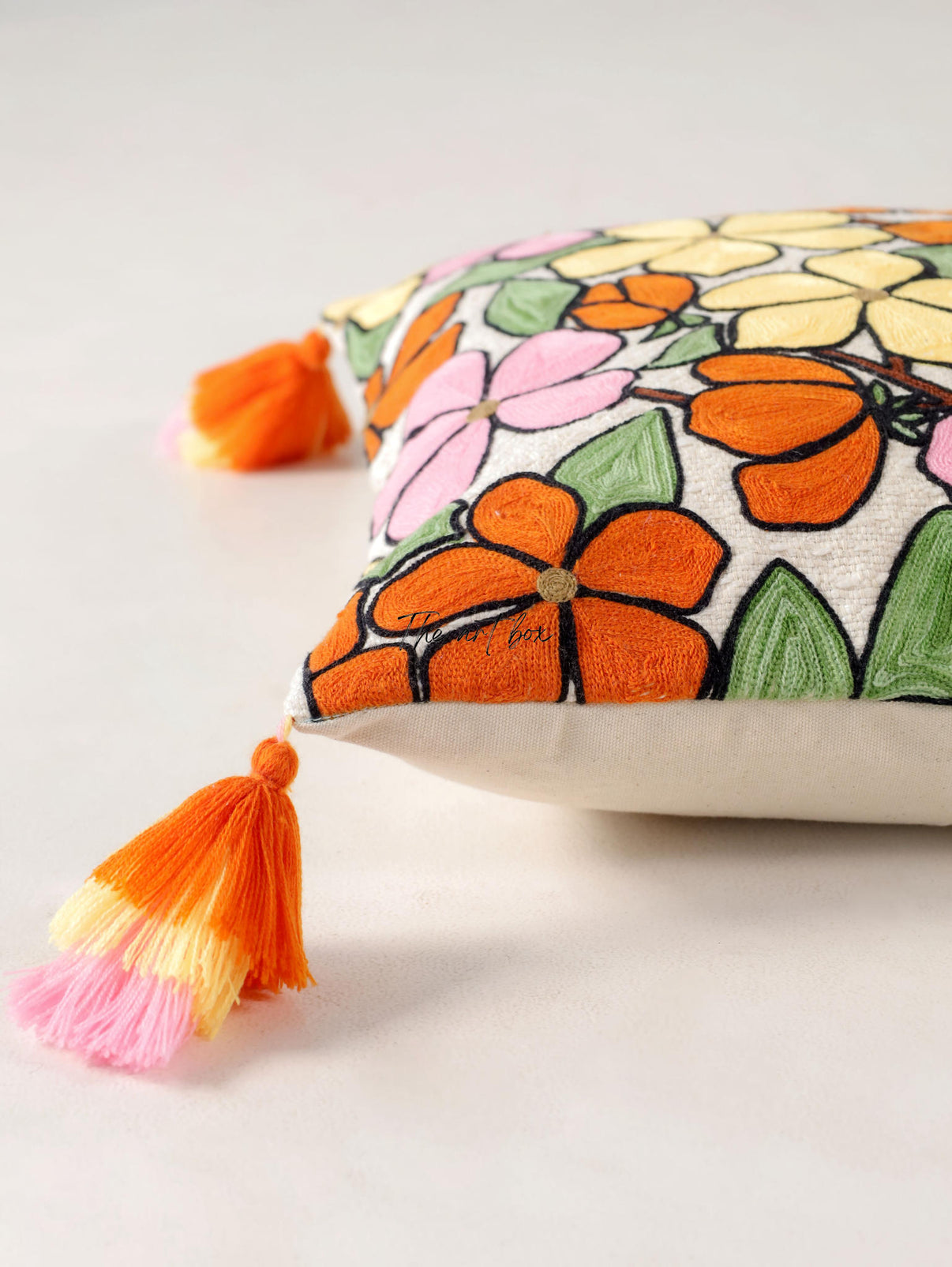 Embroidered Floral Accent Pillow Cover - Add a Floral Touch to Your De ...