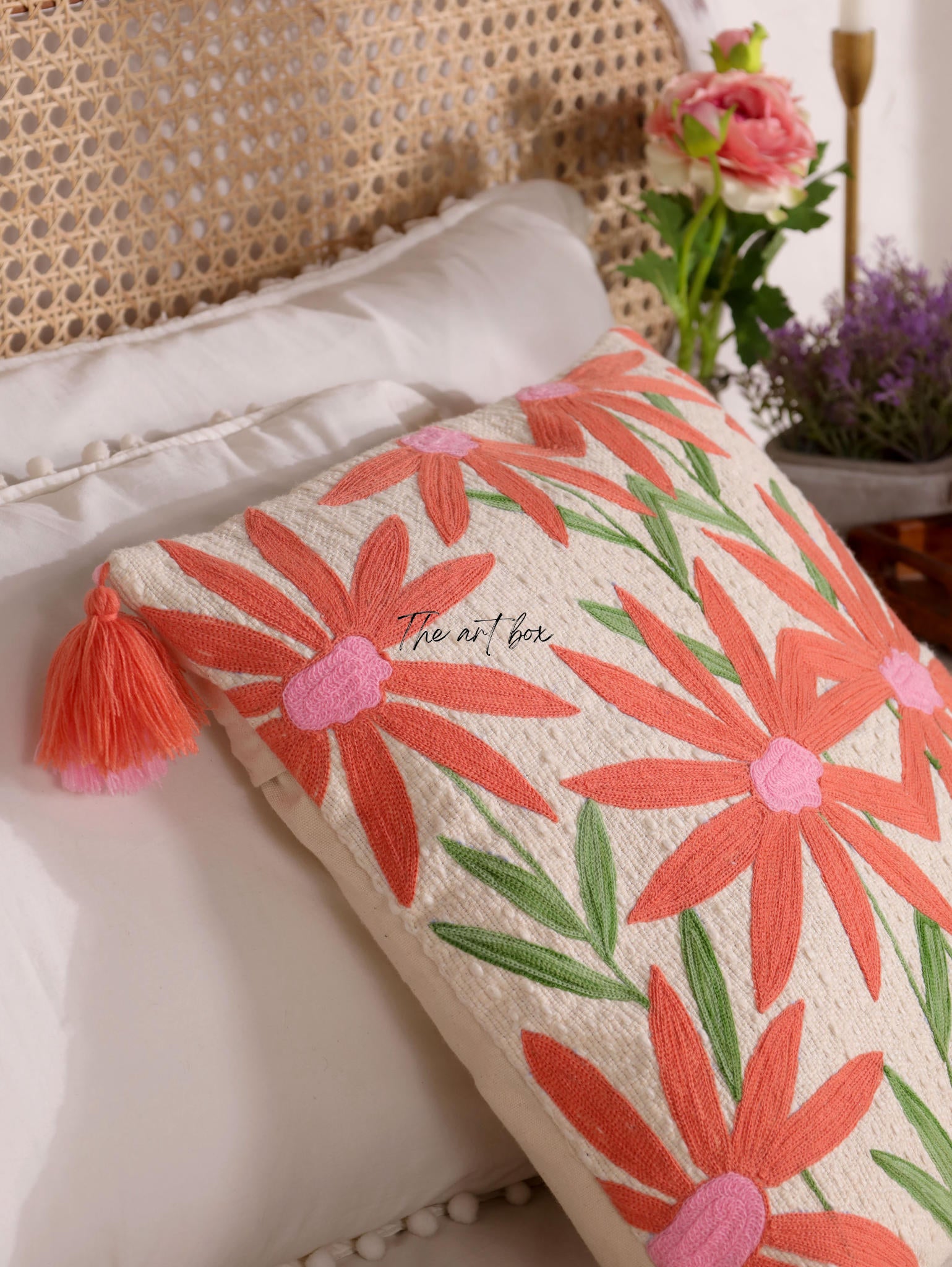 Personalized Flower Embroidery Cushion Case - Your Name, Your Style