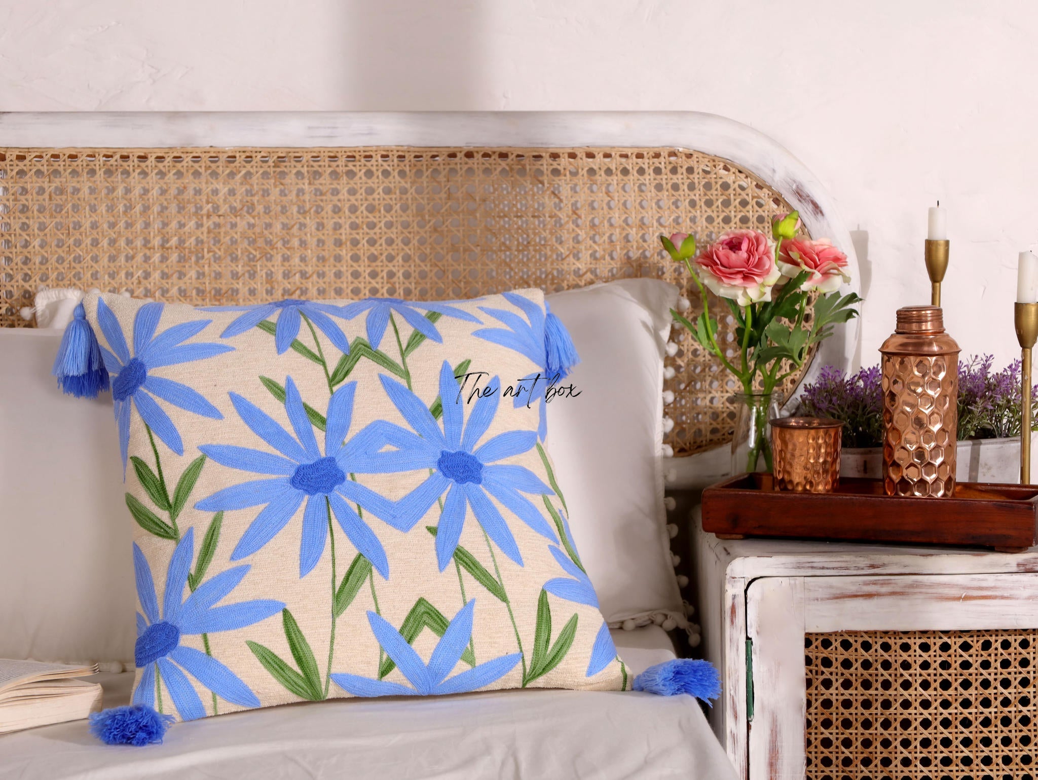 Customized Floral Embroidery Cushion - Make Your Space Bloom