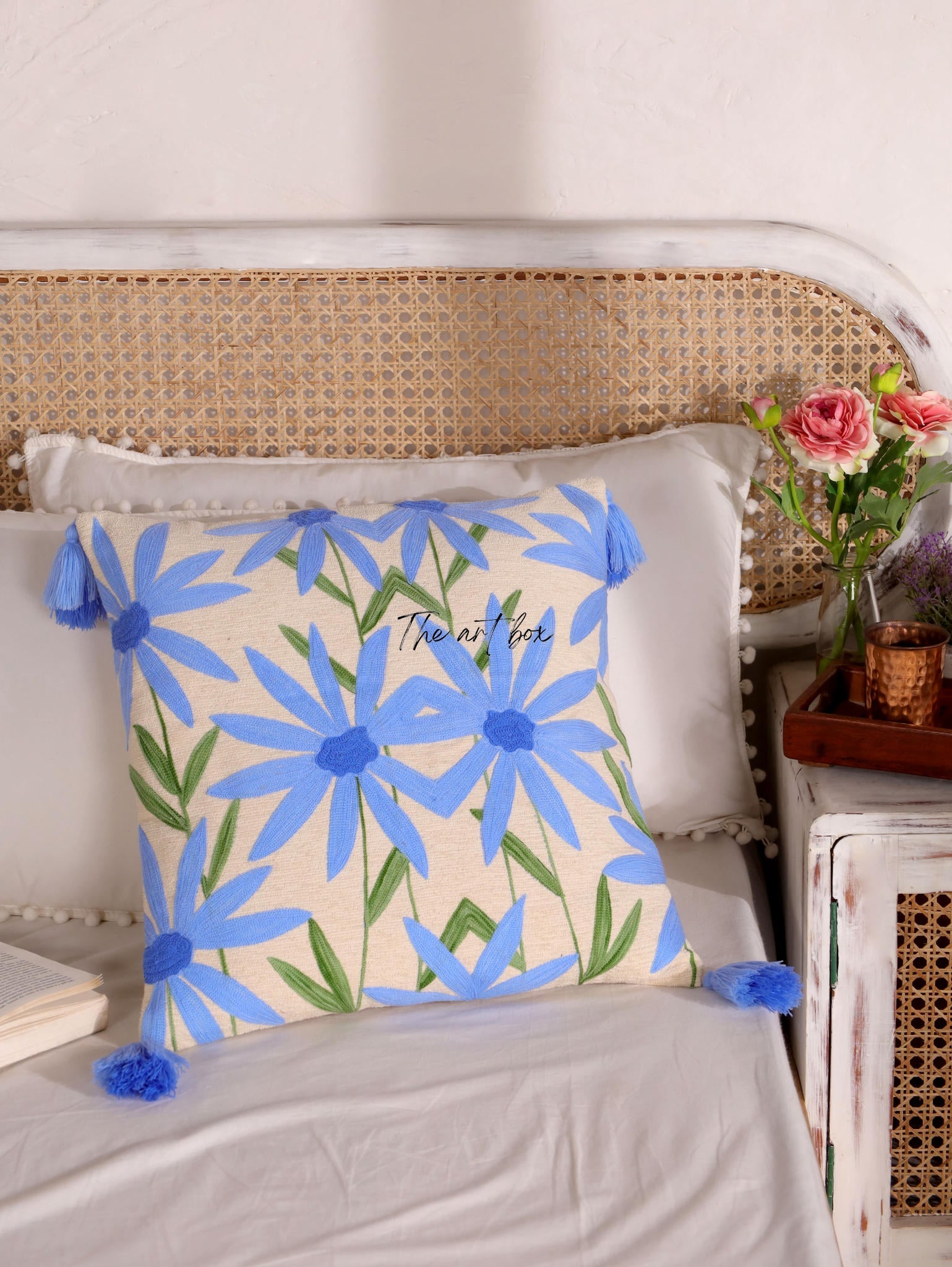 Customized Floral Embroidery Cushion - Make Your Space Bloom