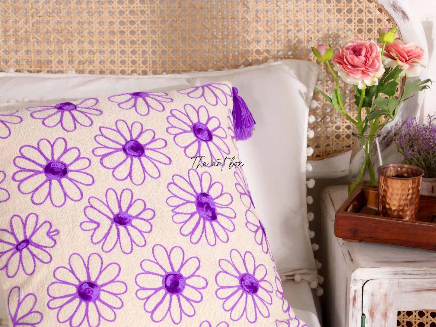 Custom Embroidered Flower Cushion - Blossom Your Own Design