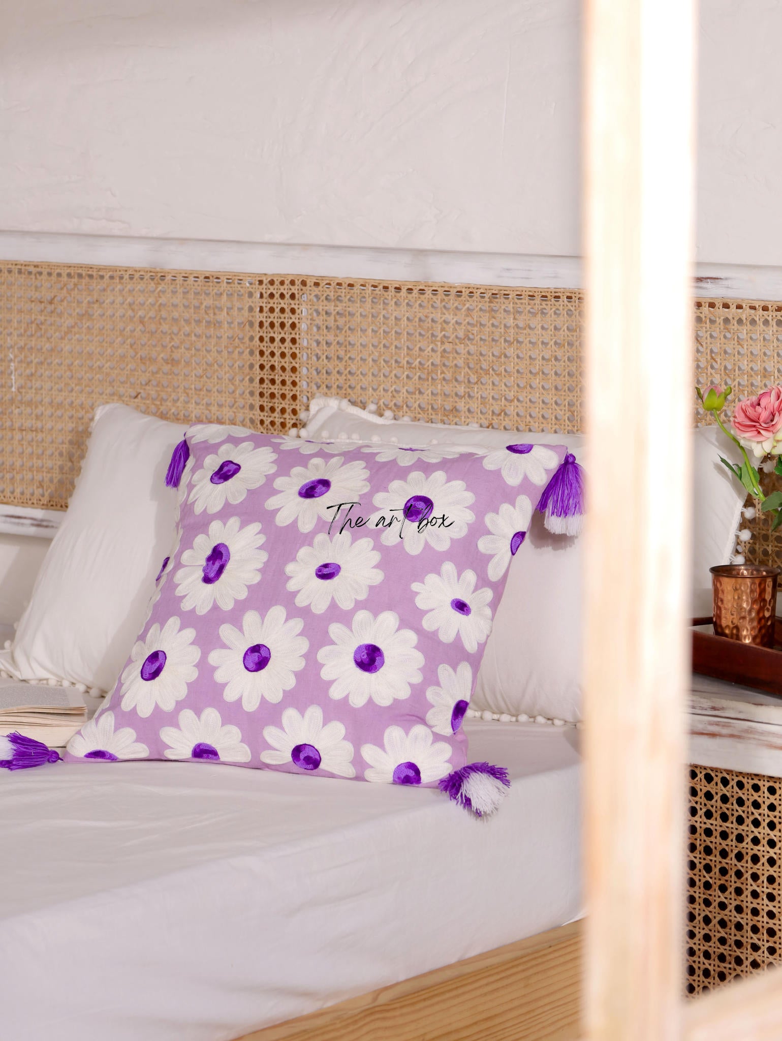 Embroidered Floral Decor Pillow - Elevate Your Decor With Elegance