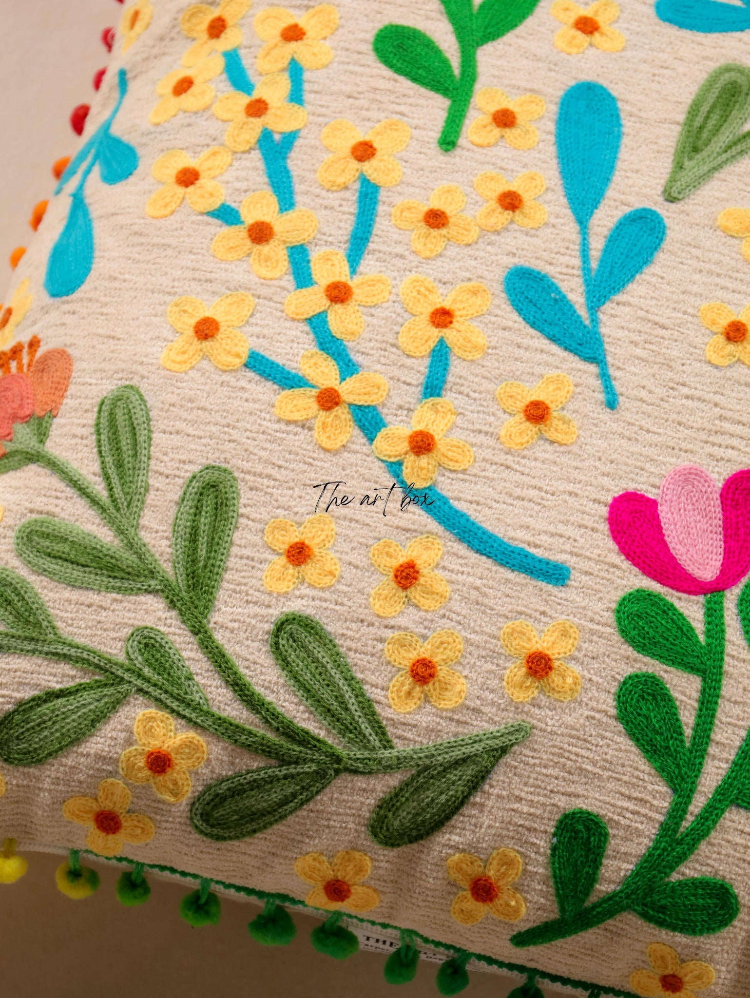 Custom Embroidered Floral Cushion Cover - Design Your Dream Decor