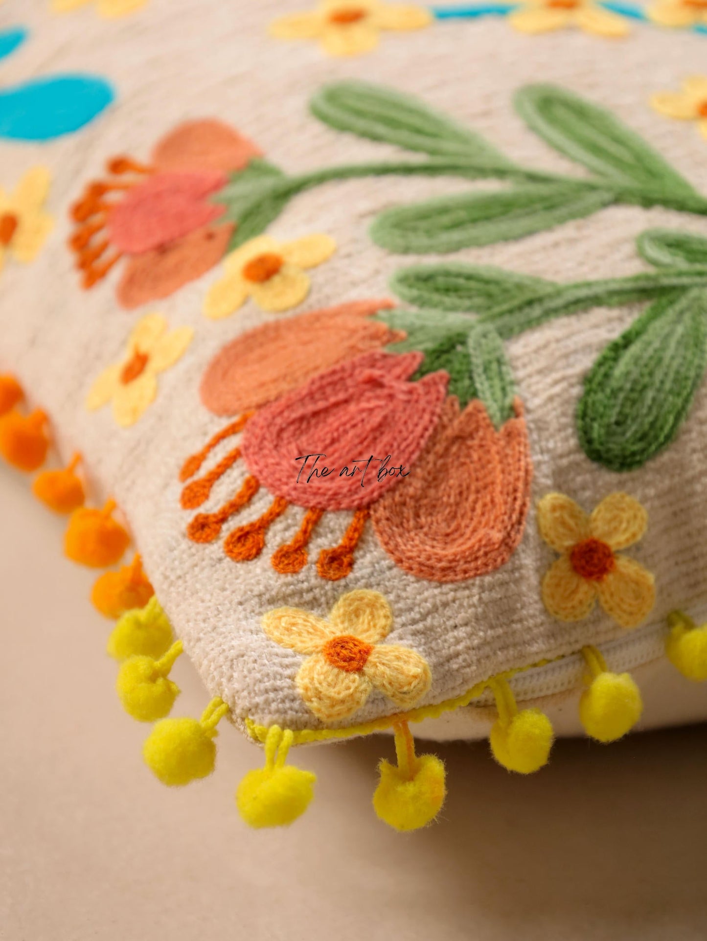 Custom Embroidered Floral Cushion Cover - Design Your Dream Decor