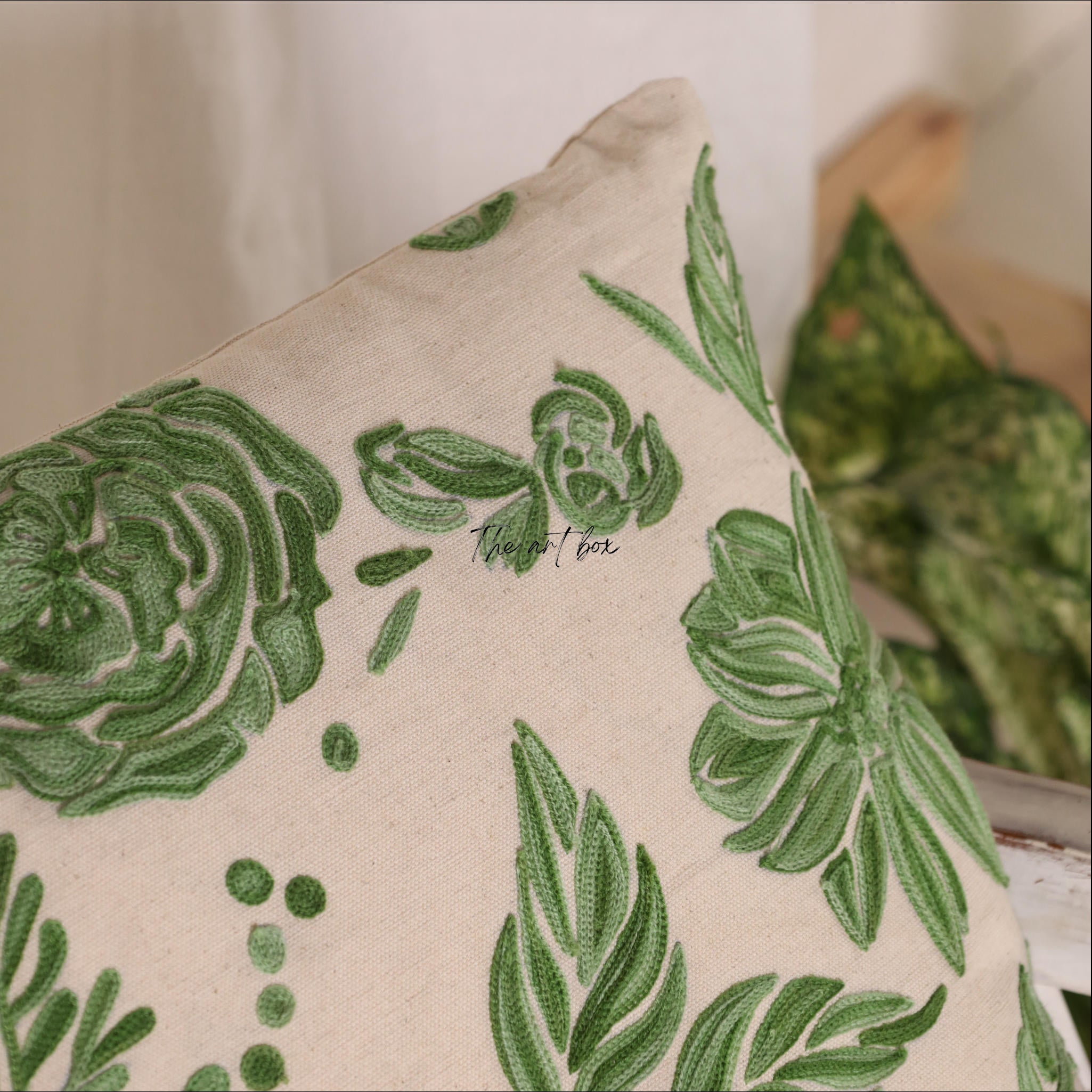 Floral Elegance Embroidered Flower Decor Pillow Case