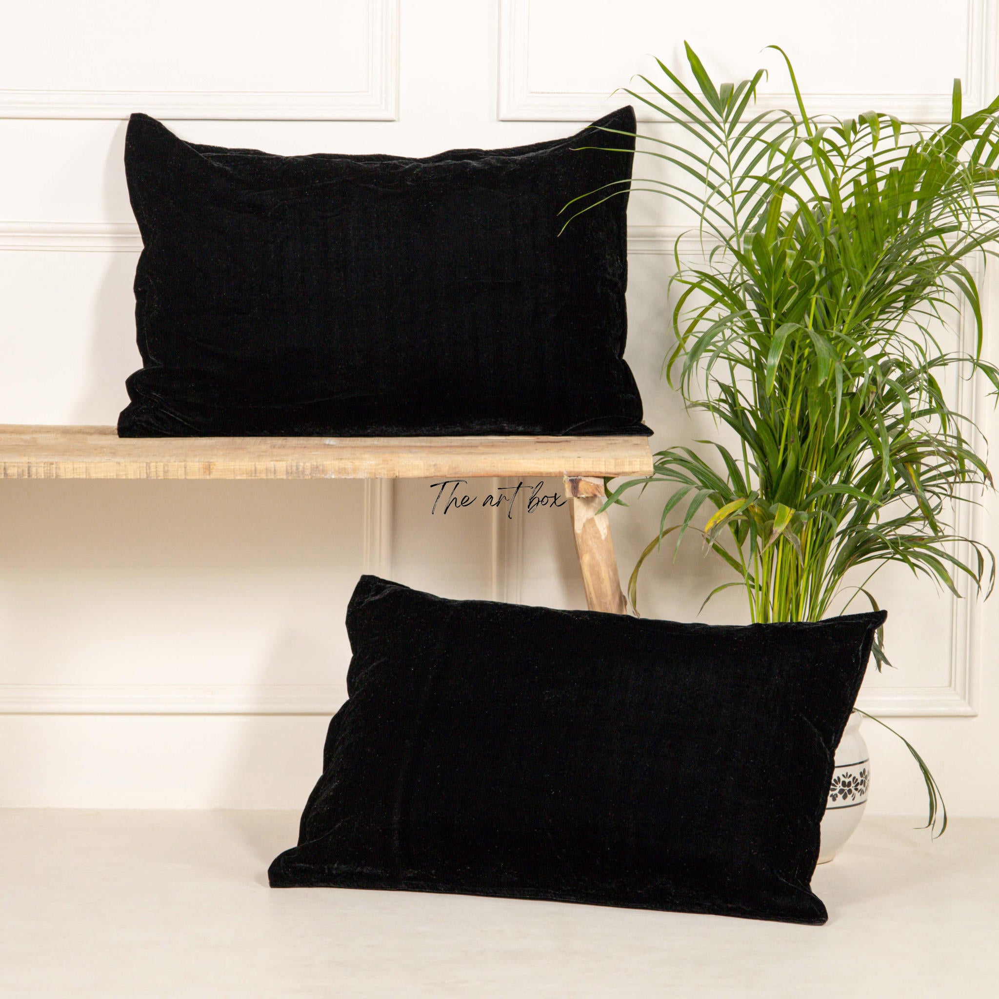 Solid Black Velvet Pillowcases Cover