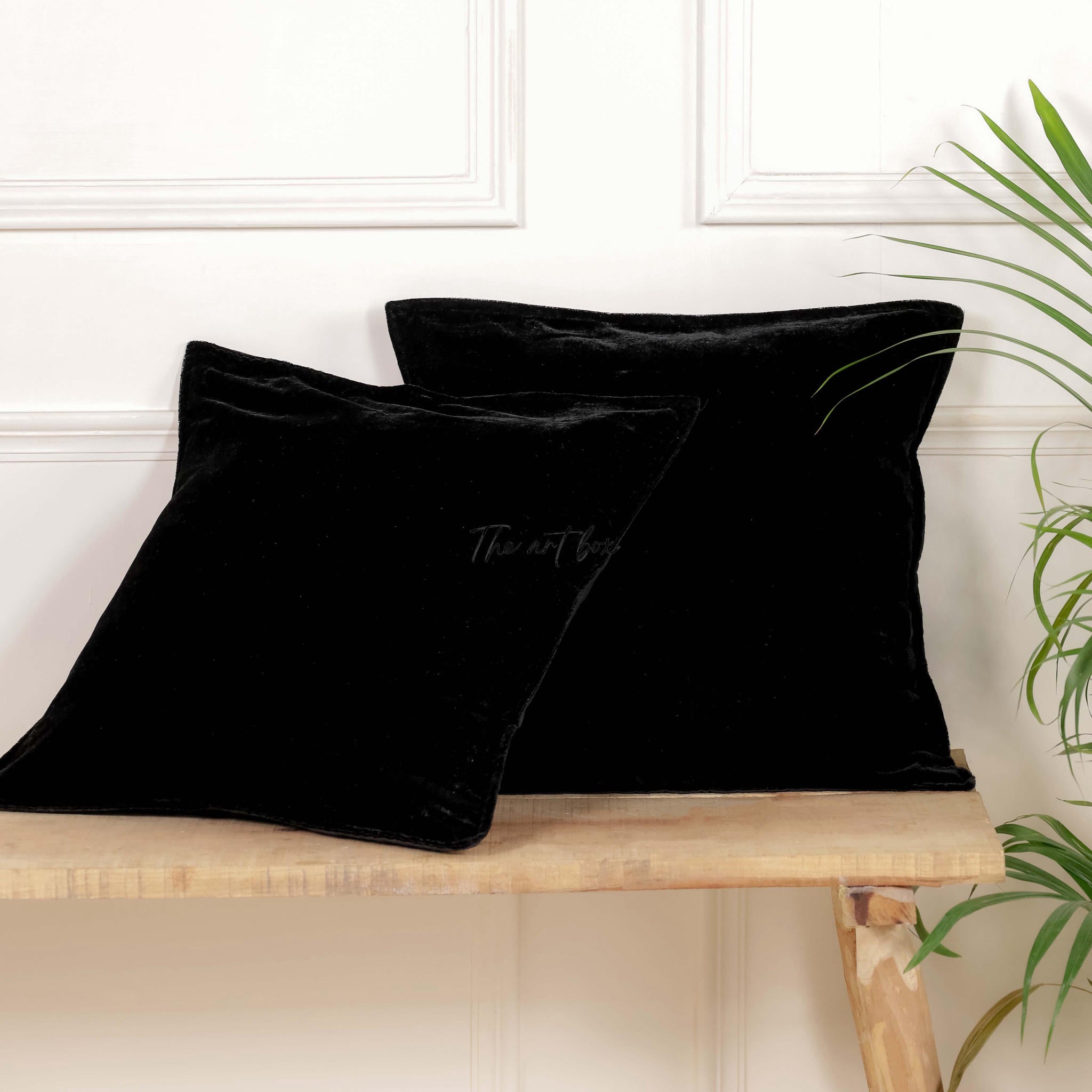 Velvet Solid Black Cushion Cover