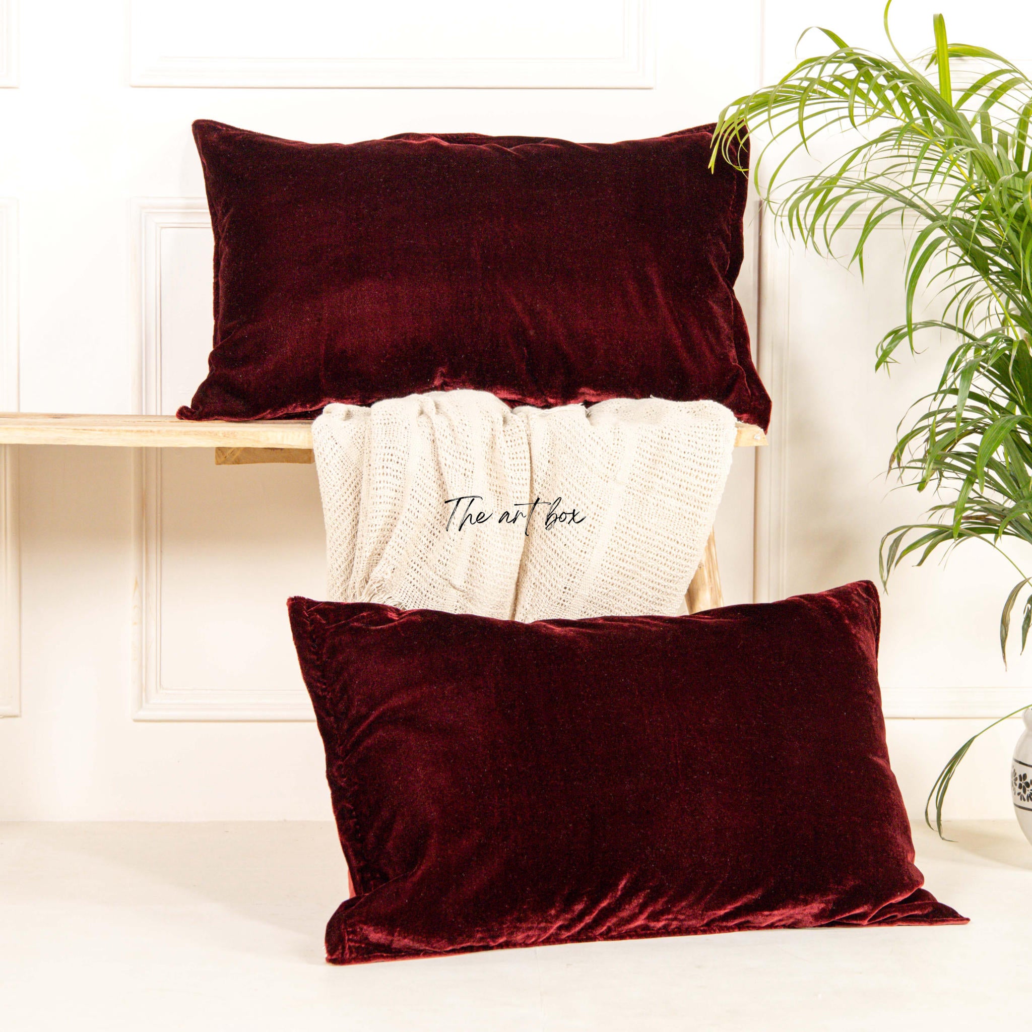 Solid Red Velvet Pillowcases Cover