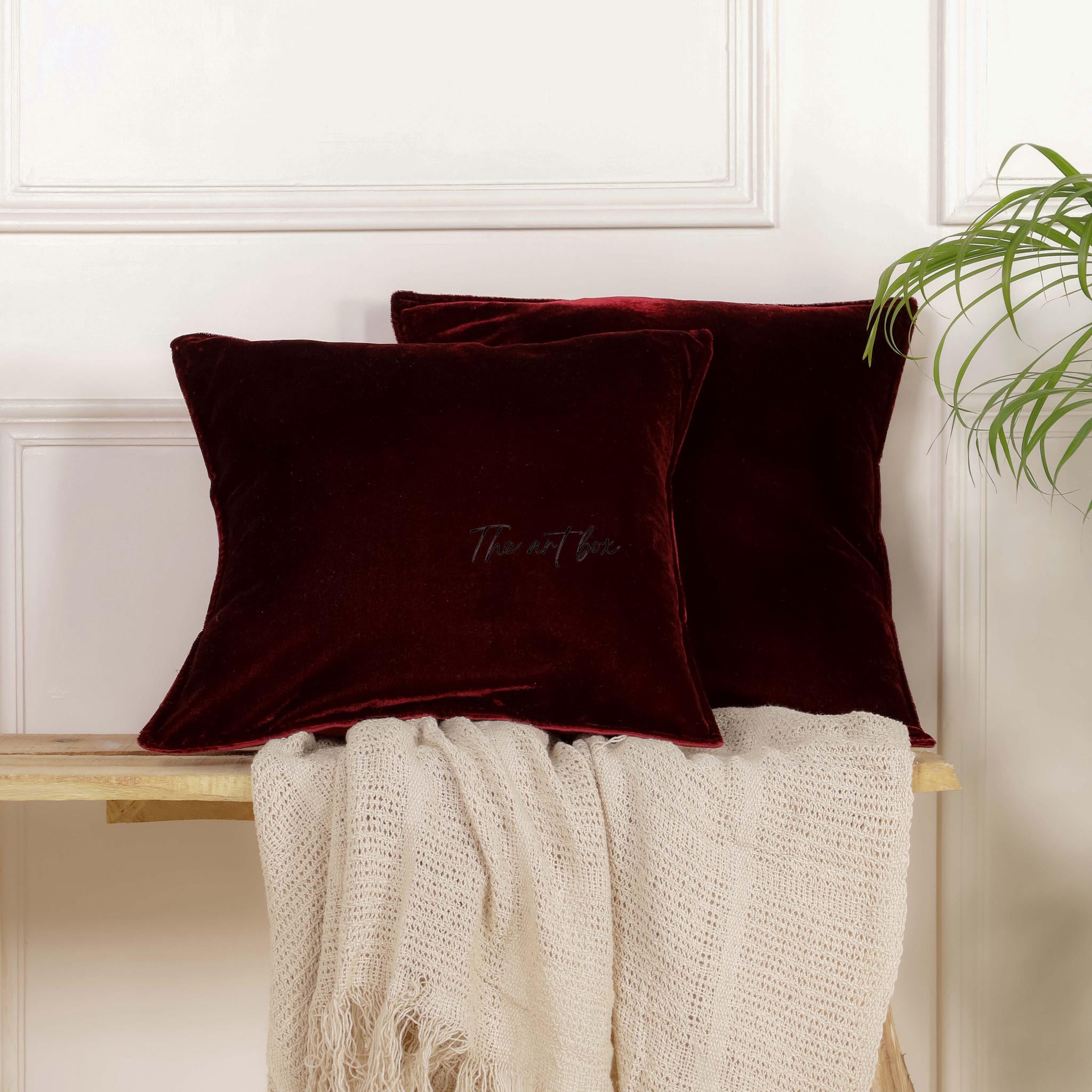 Velvet Solid Red Cushion Cover