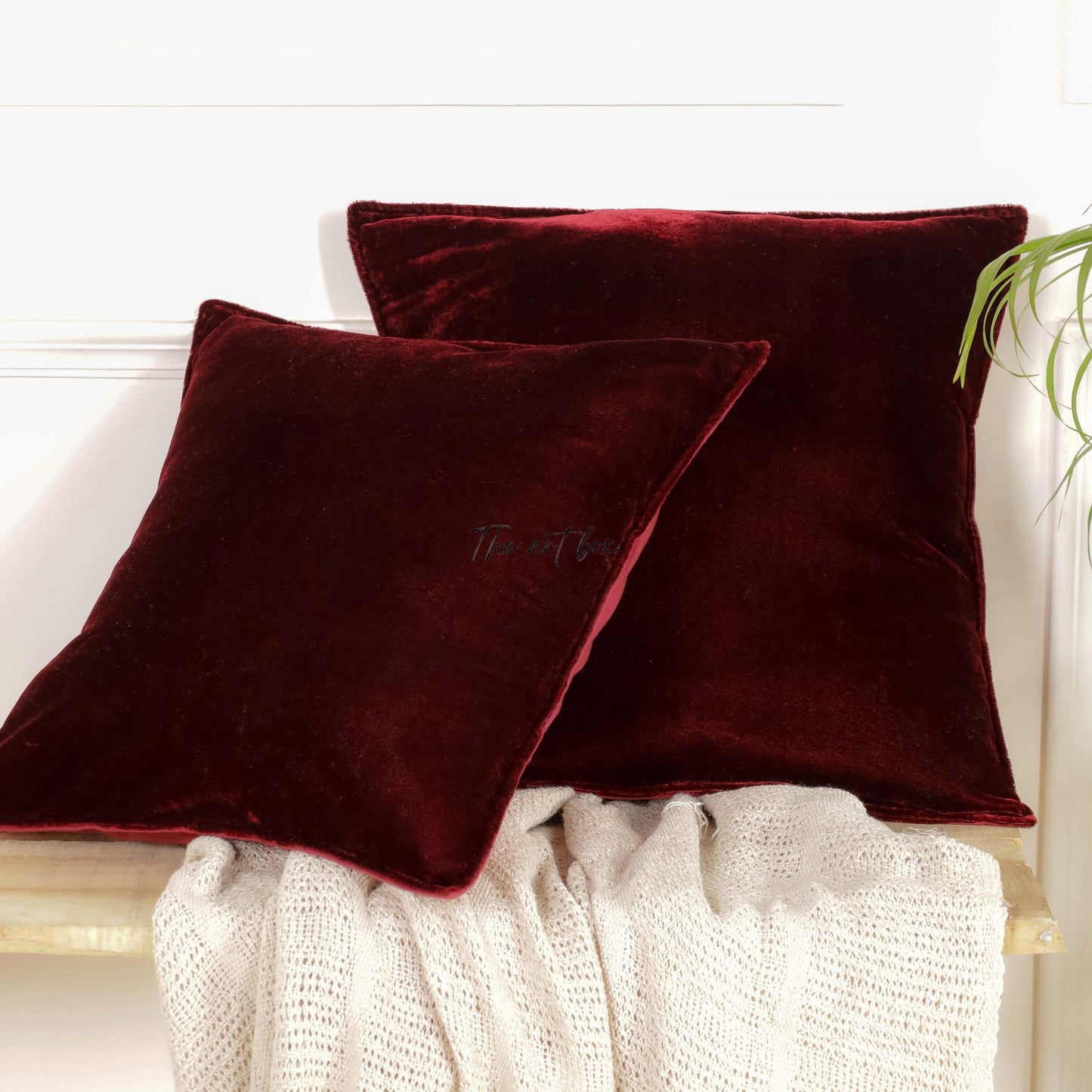 Velvet Solid Red Cushion Cover