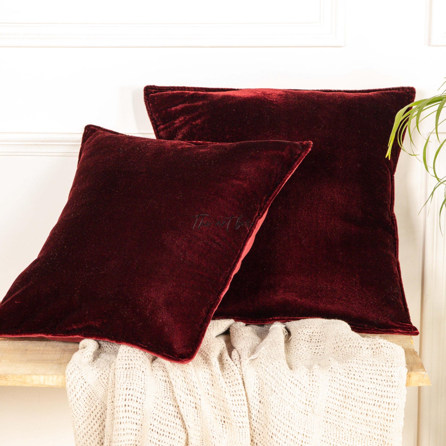 Velvet Solid Red Cushion Cover