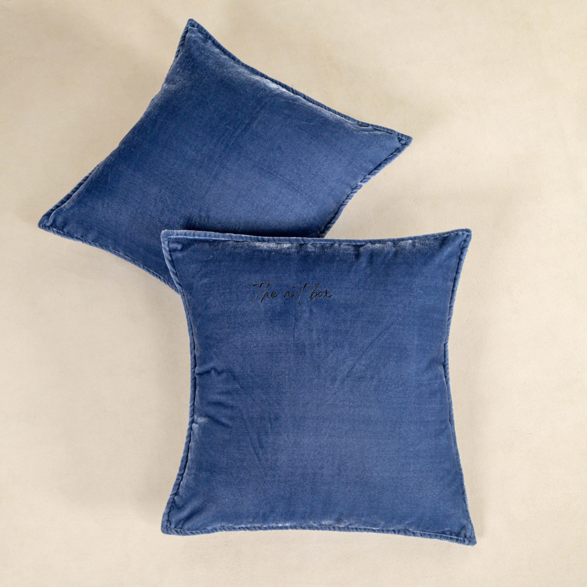 Velvet Solid Blue Cushion Cover