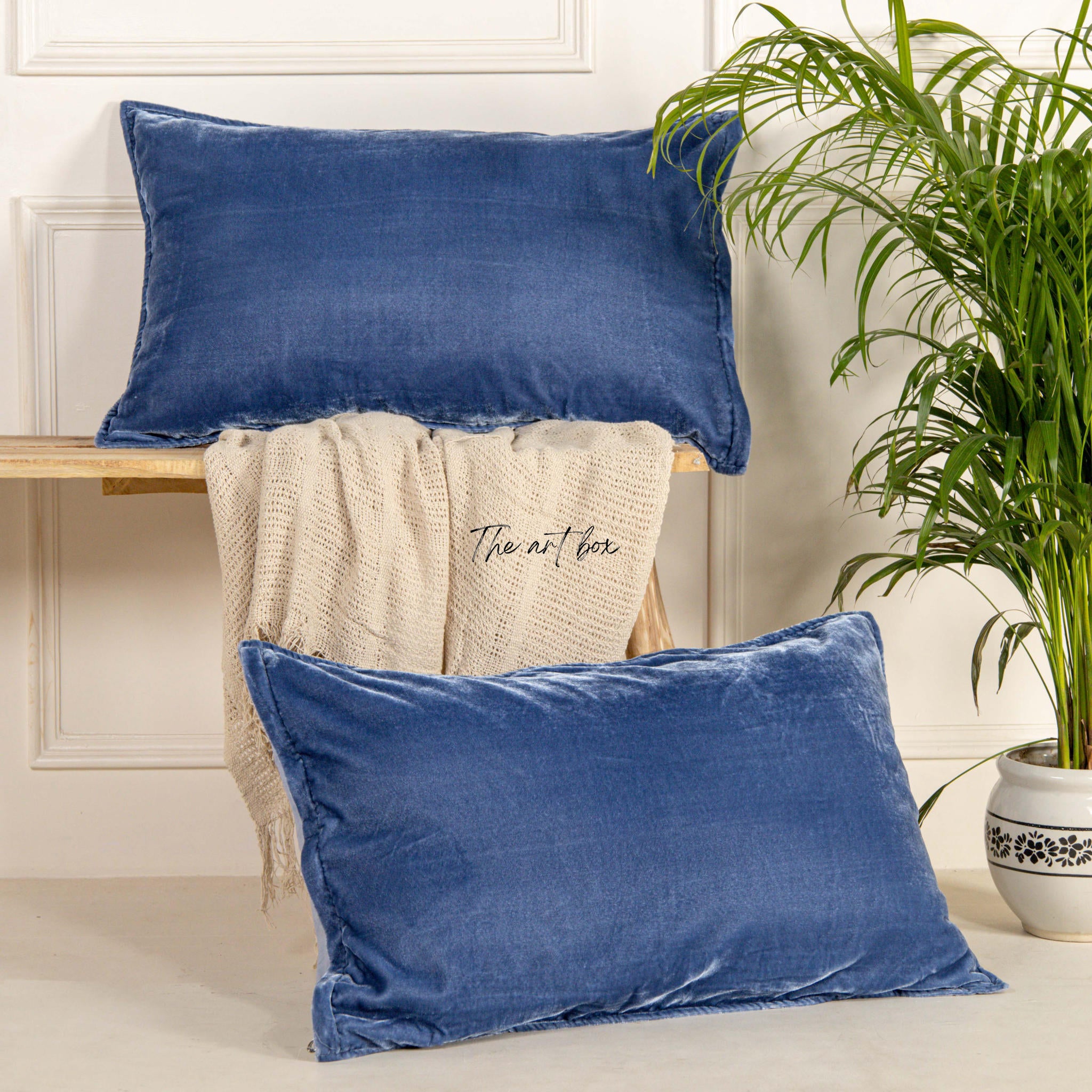 Solid Blue Velvet Pillowcases Cover