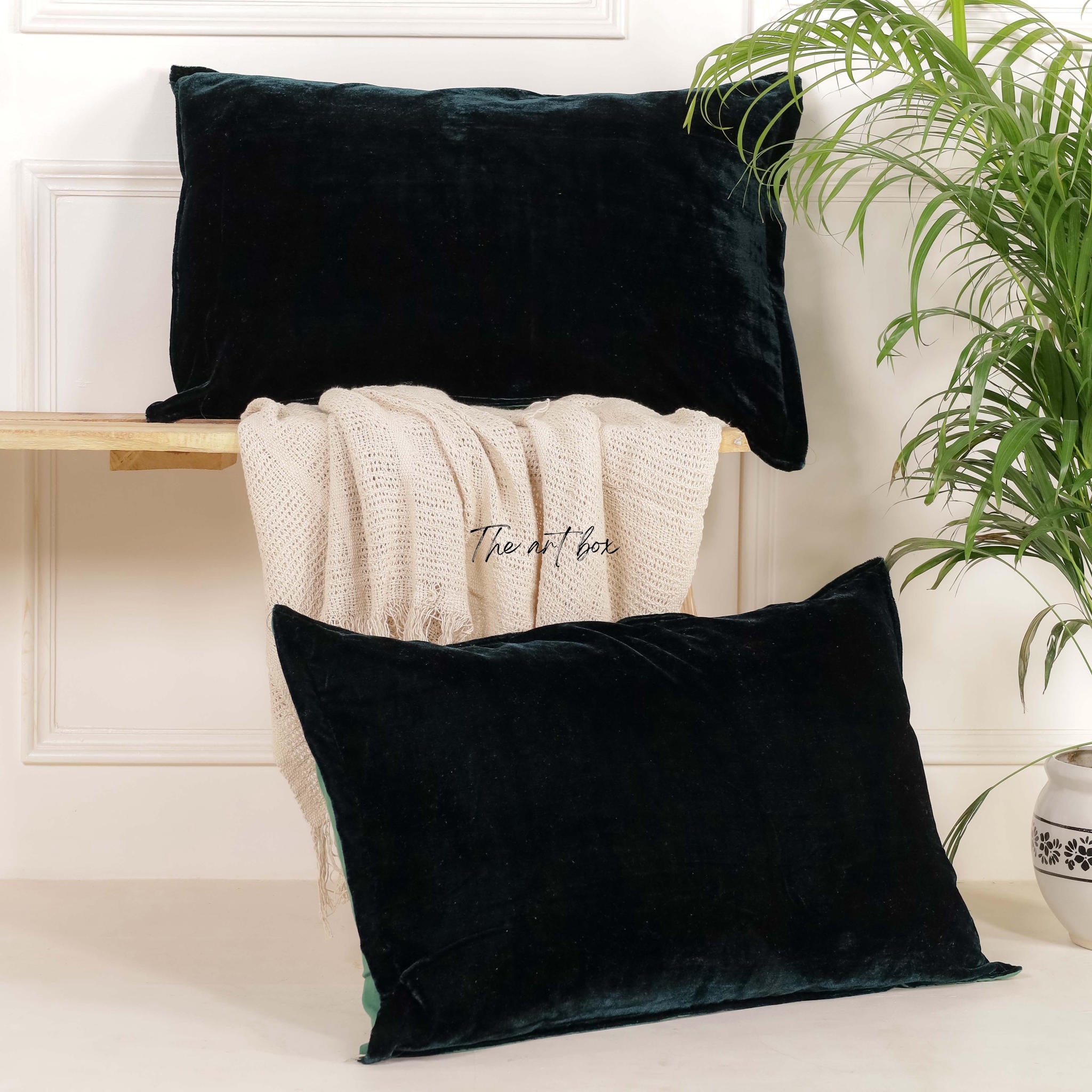 Solid Green Velvet Pillowcases Cover