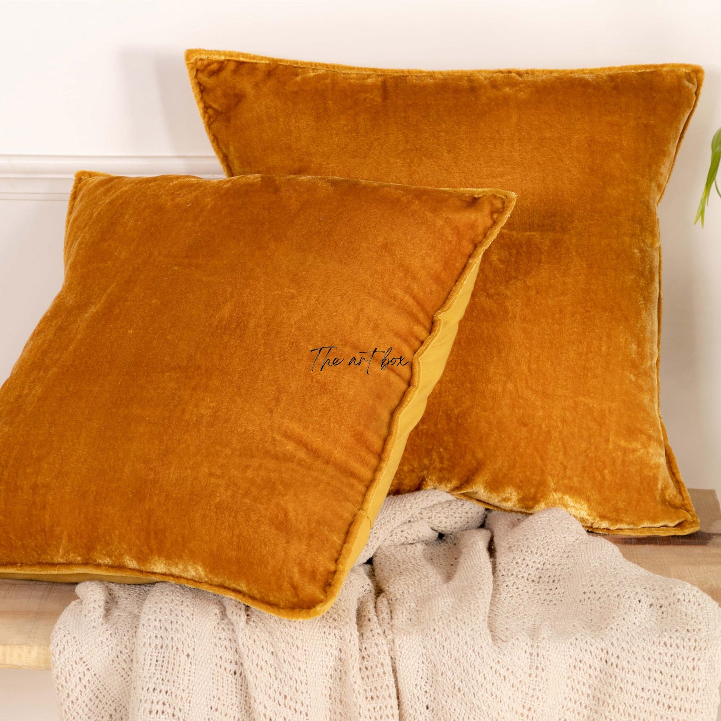 Velvet Solid Gold Cushion Cover