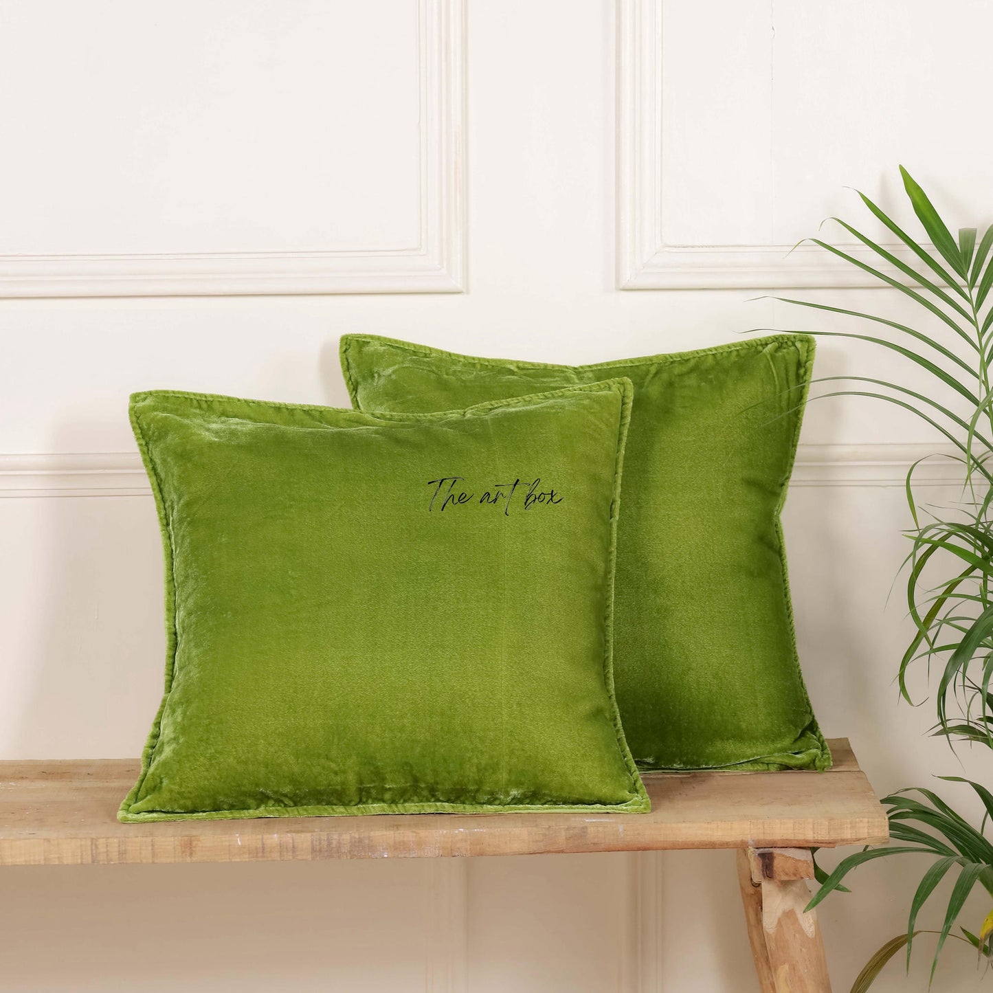 Velvet Solid Green Cushion Cover