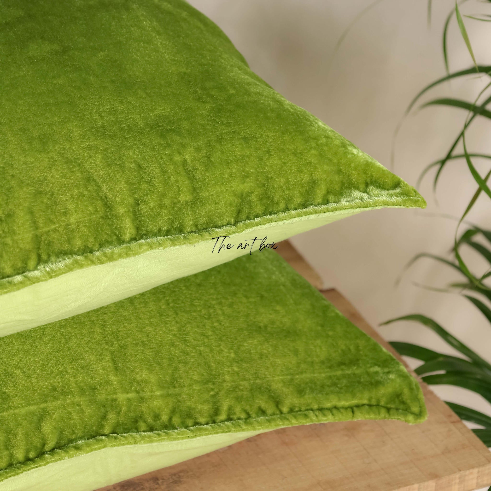 Velvet Solid Green Cushion Cover