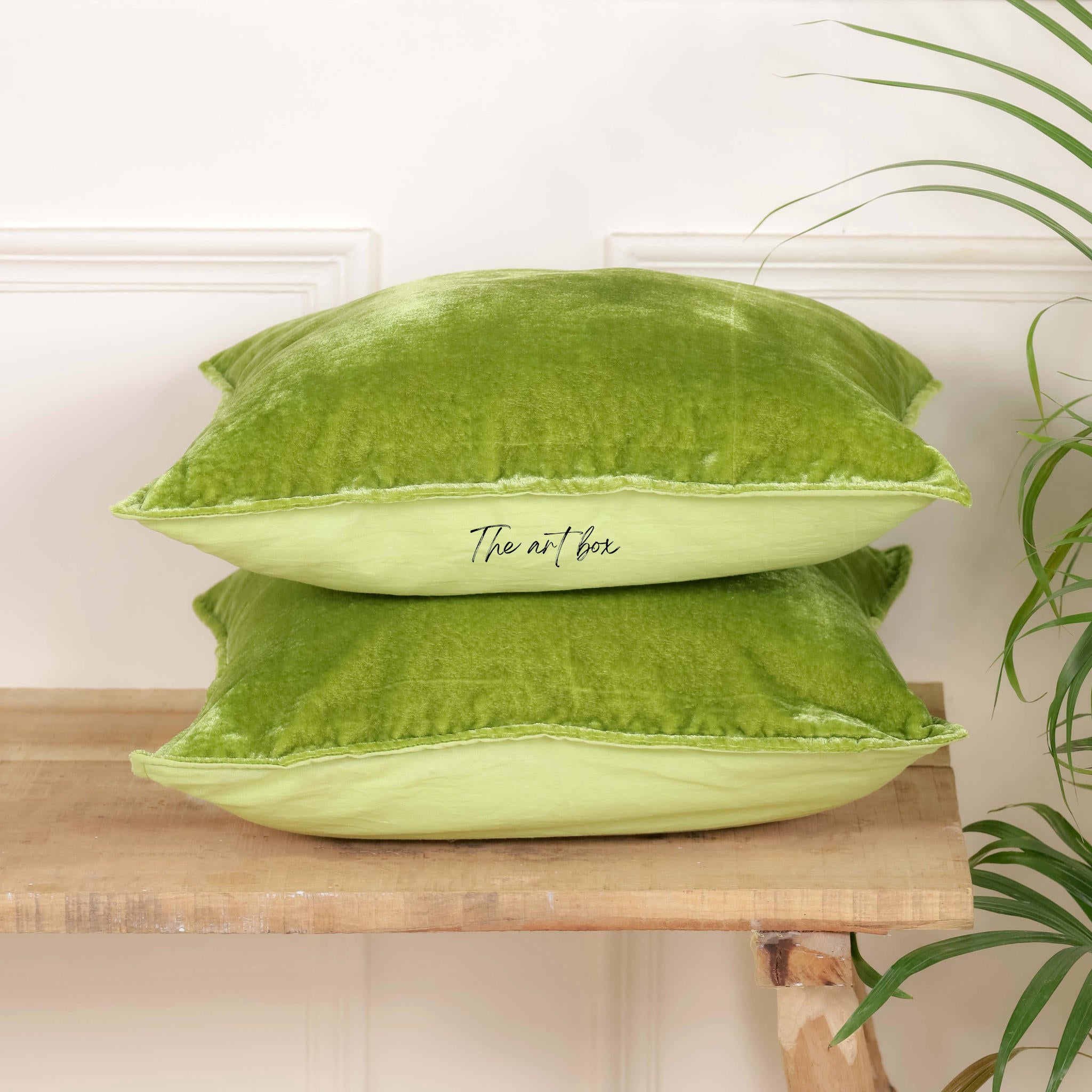 Velvet Solid Green Cushion Cover