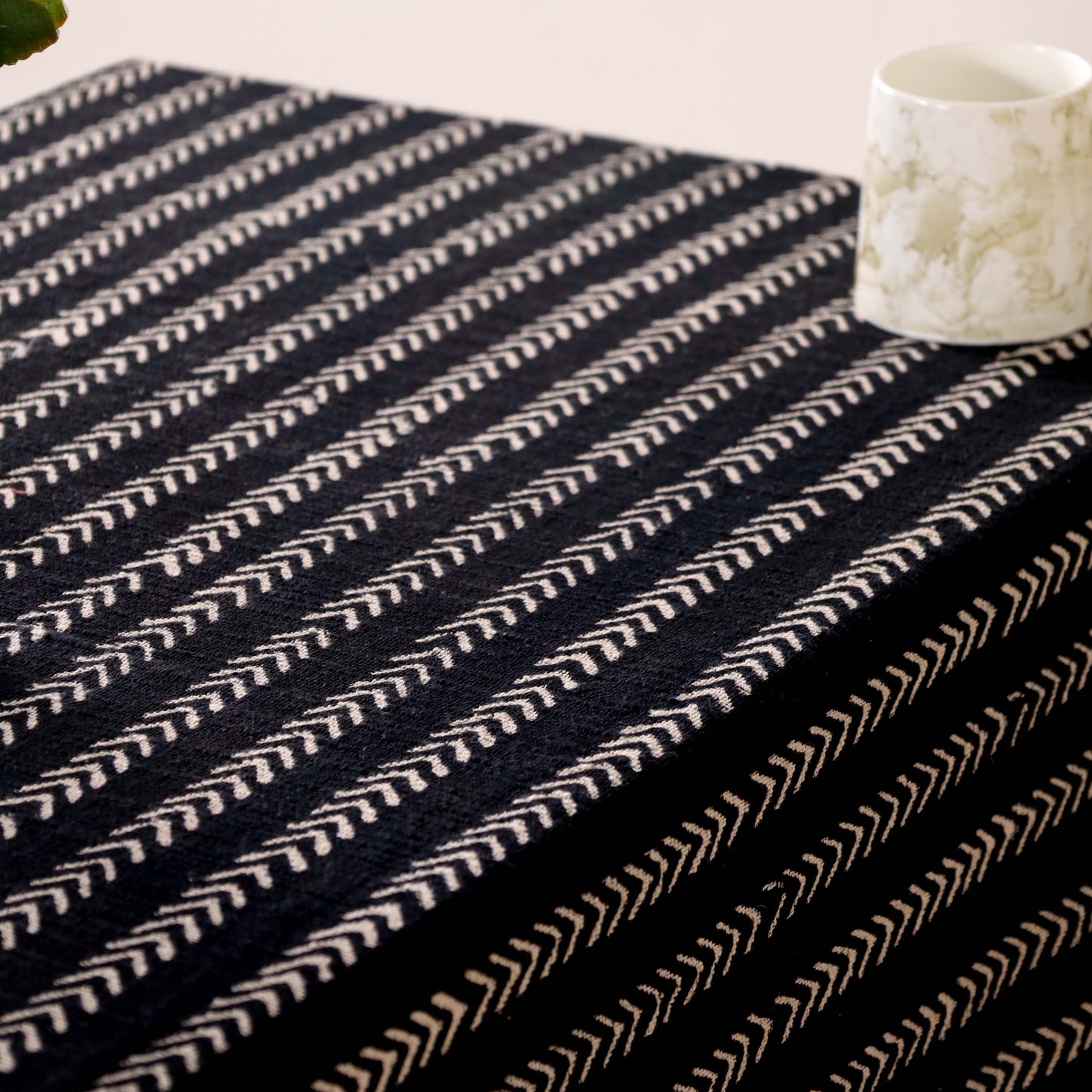 Black with White Stripes Table Cover