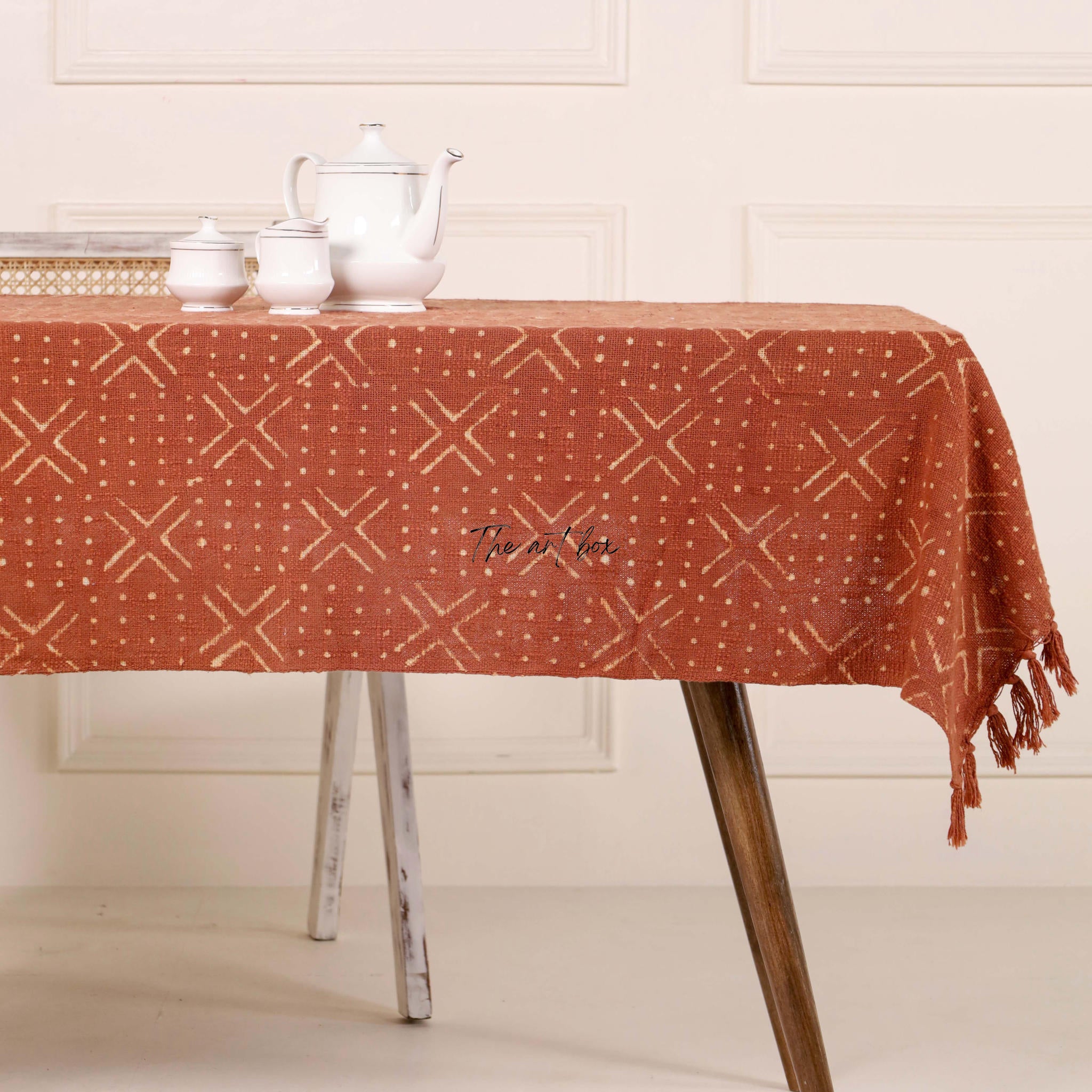 Rust with Floral Table Cover