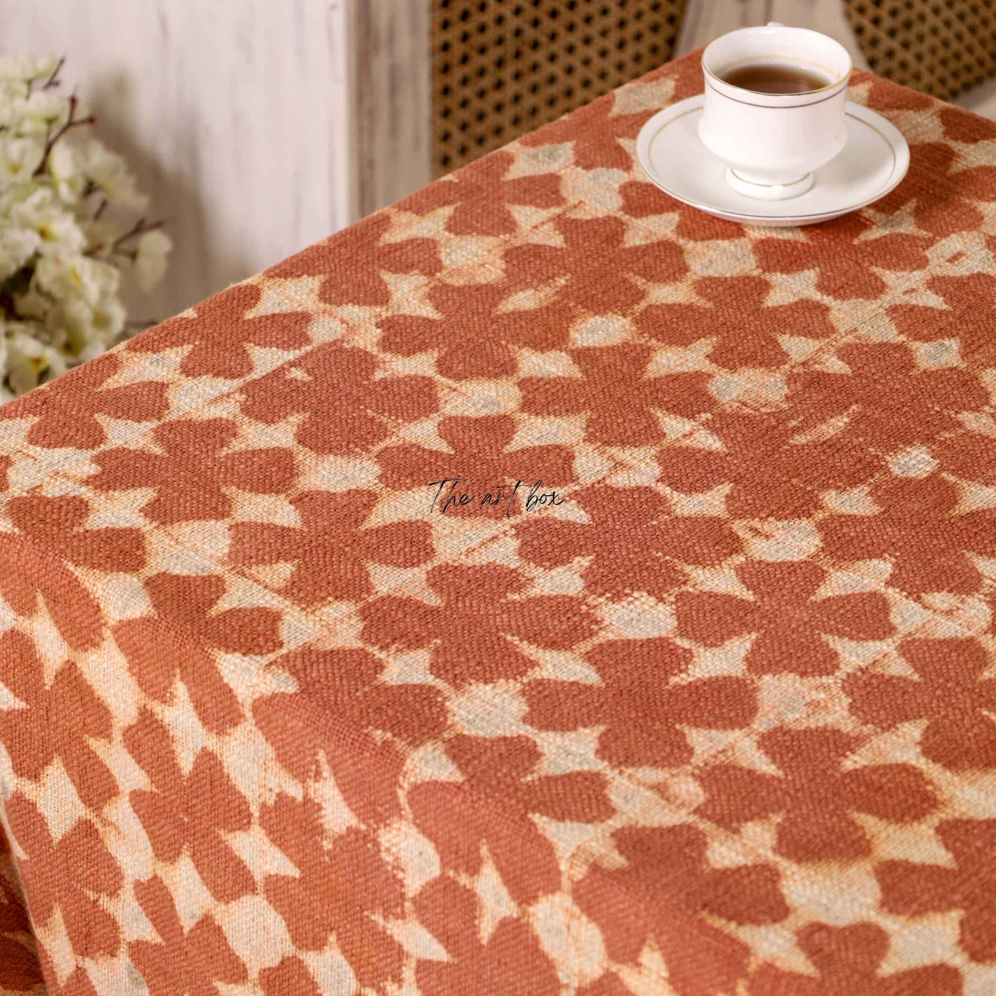 Rust with Floral Table Cover