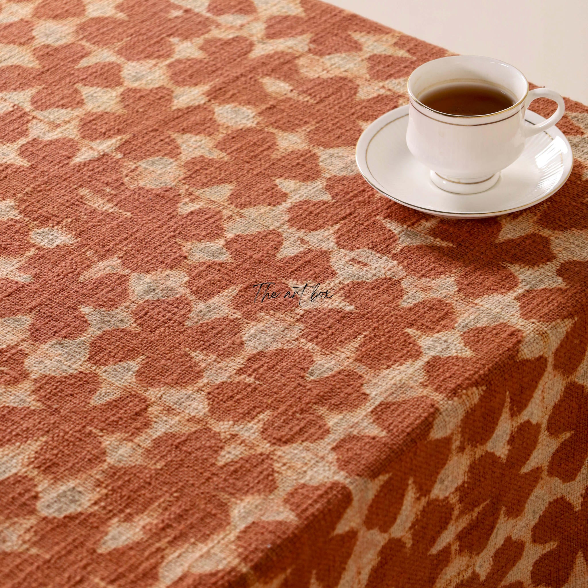 Rust with Floral Table Cover