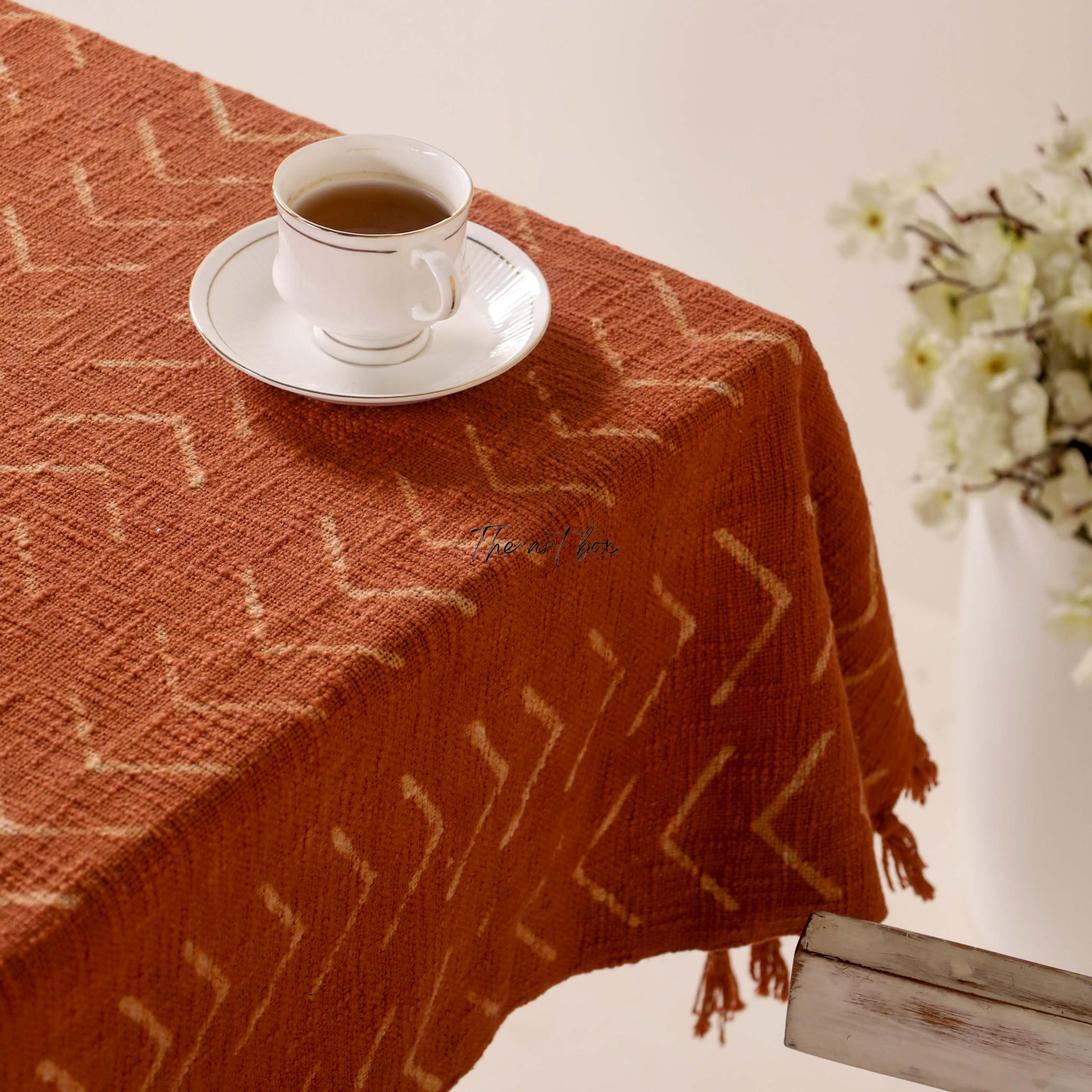 Rust With Stripe Table Cover