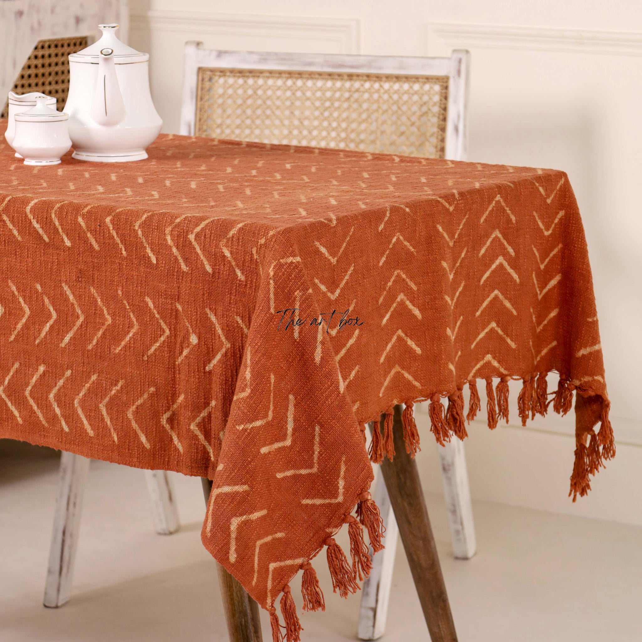 Rust With Stripe Table Cover