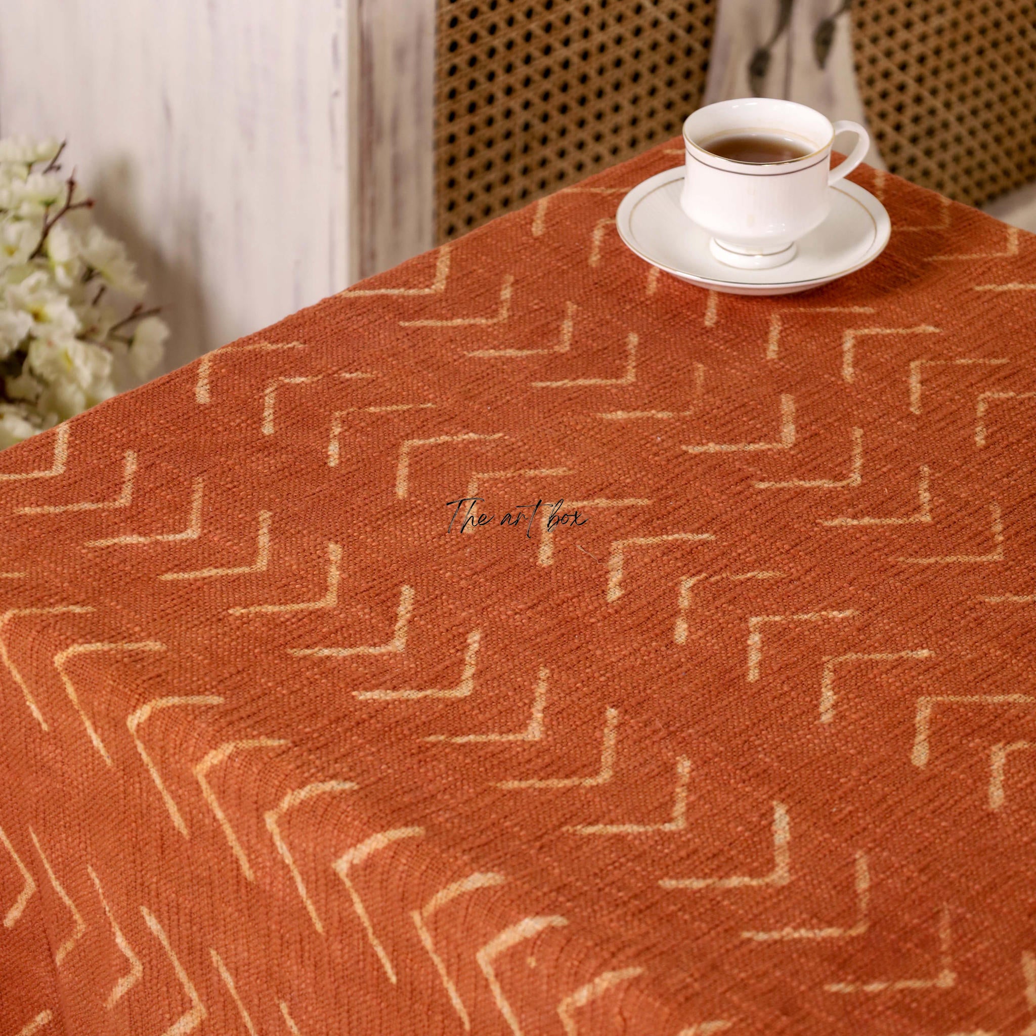 Rust With Stripe Table Cover