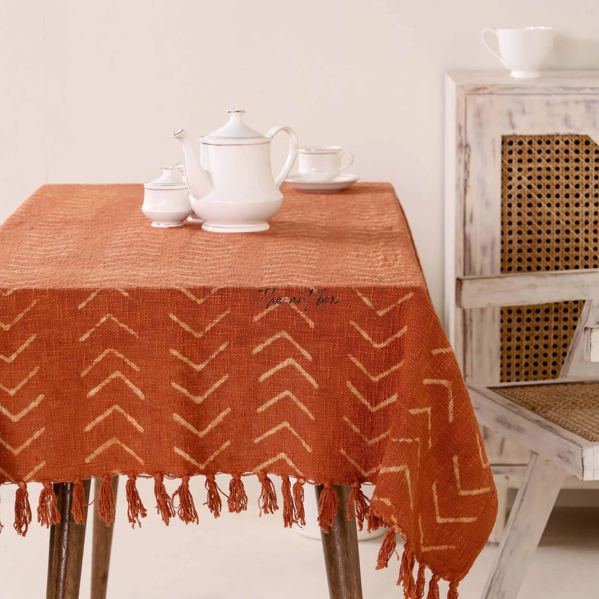 Rust With Stripe Table Cover