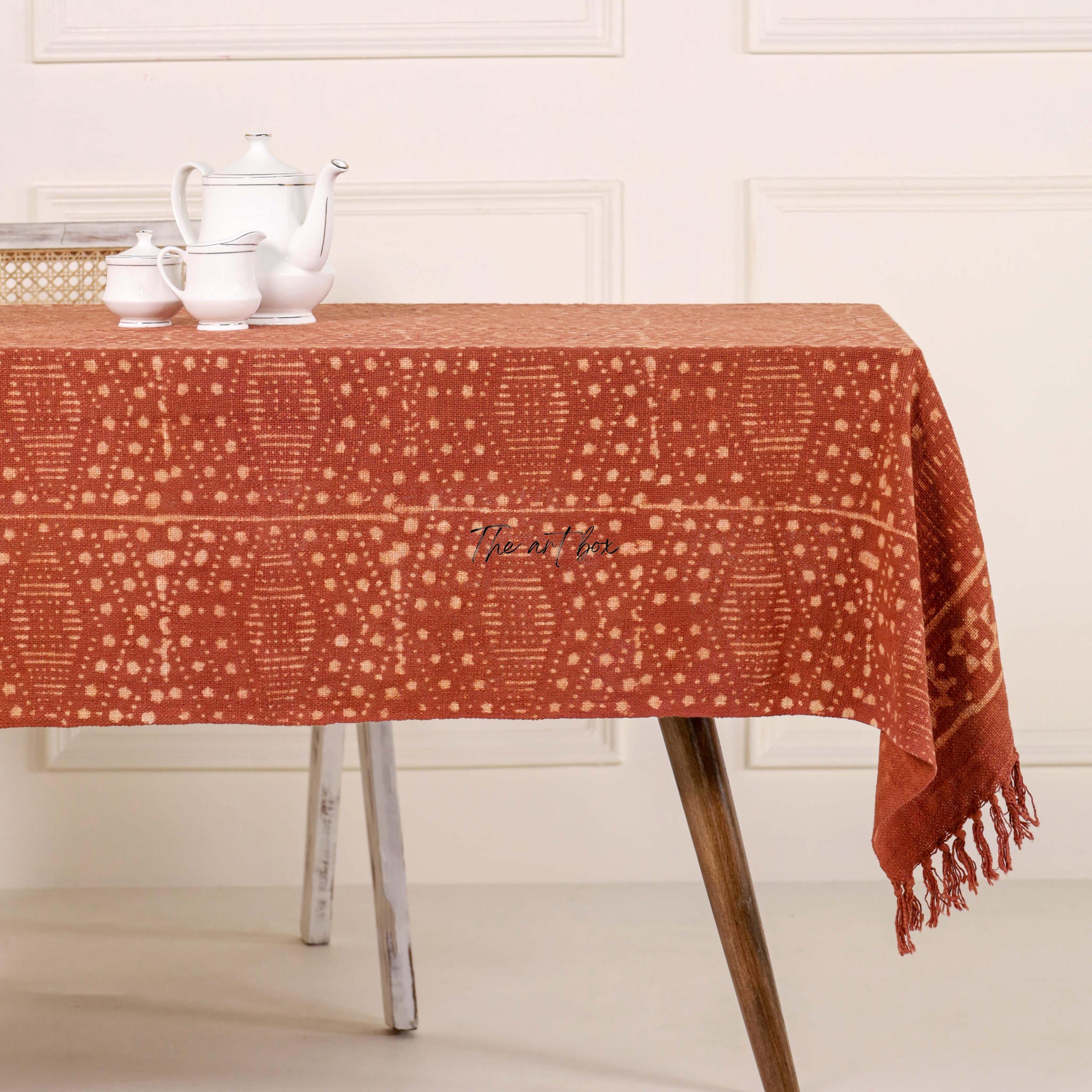 Rust With Floral Table Cover