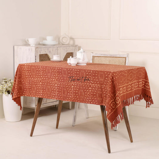 Rust With Floral Table Cover