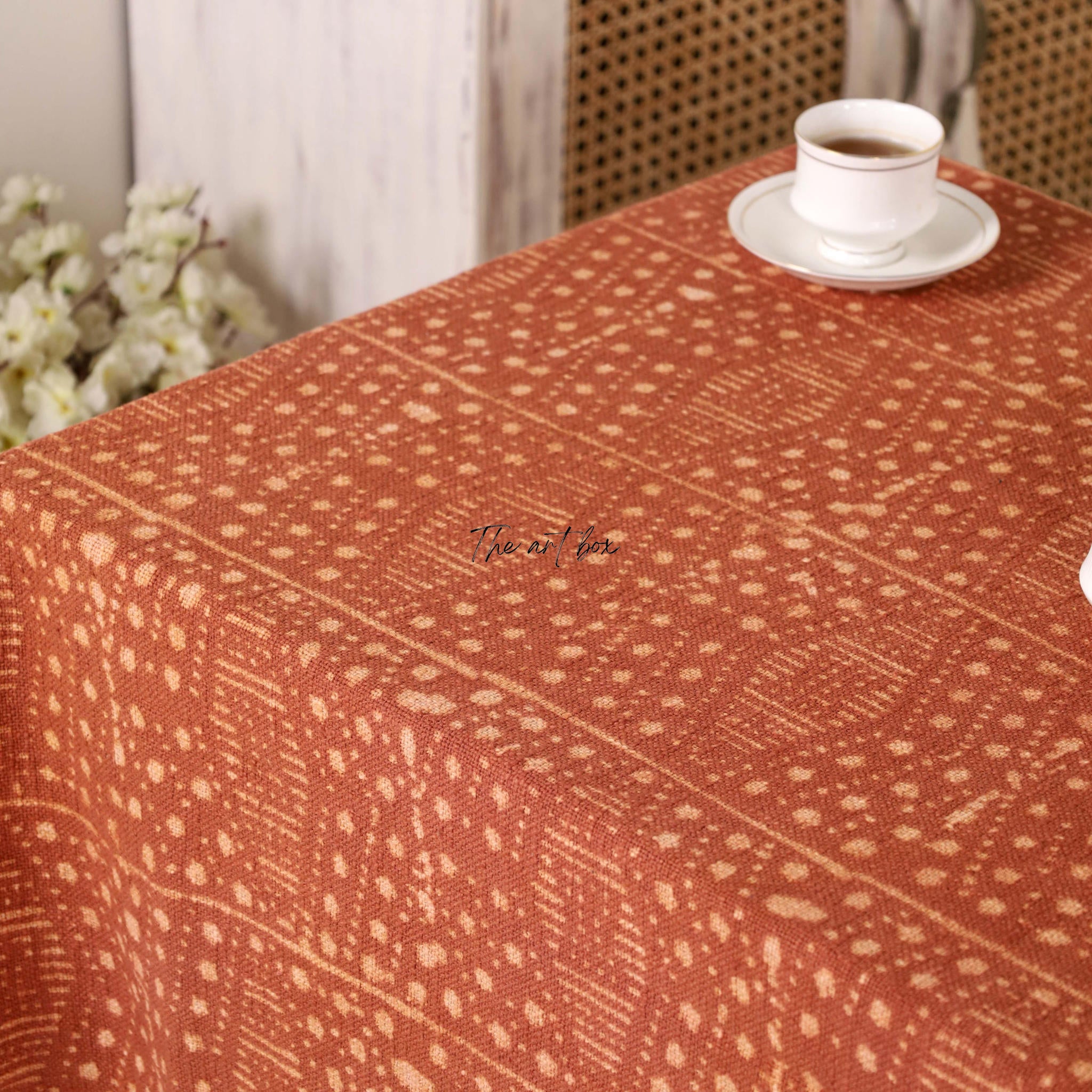 Rust With Floral Table Cover