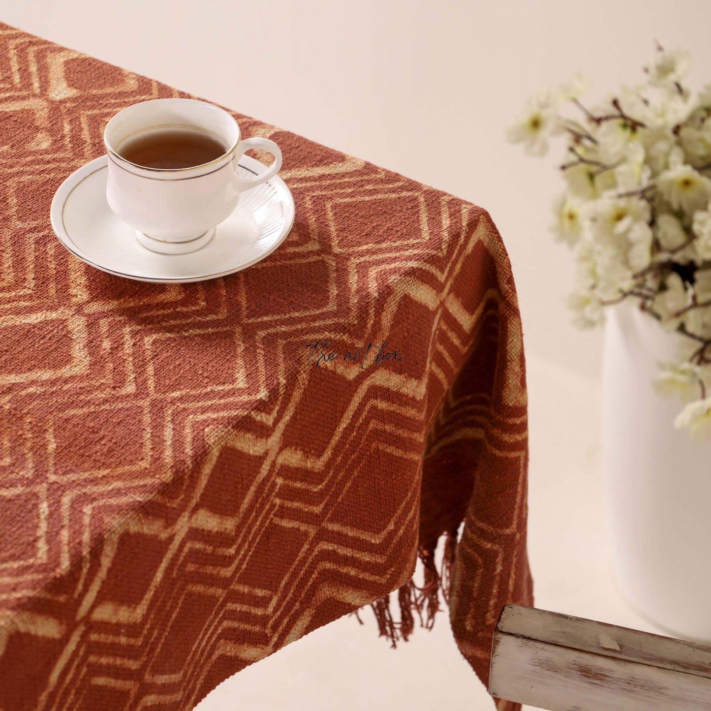 Rust Printed Cotton Table Cover