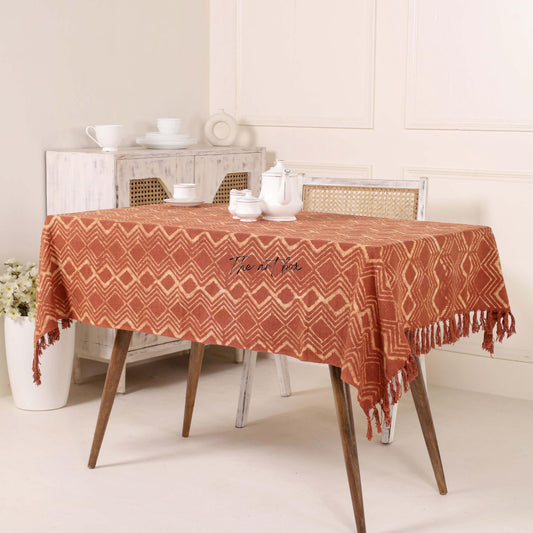 Rust Printed Cotton Table Cover
