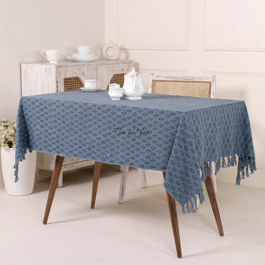 Navy Blue Printed Table Cover