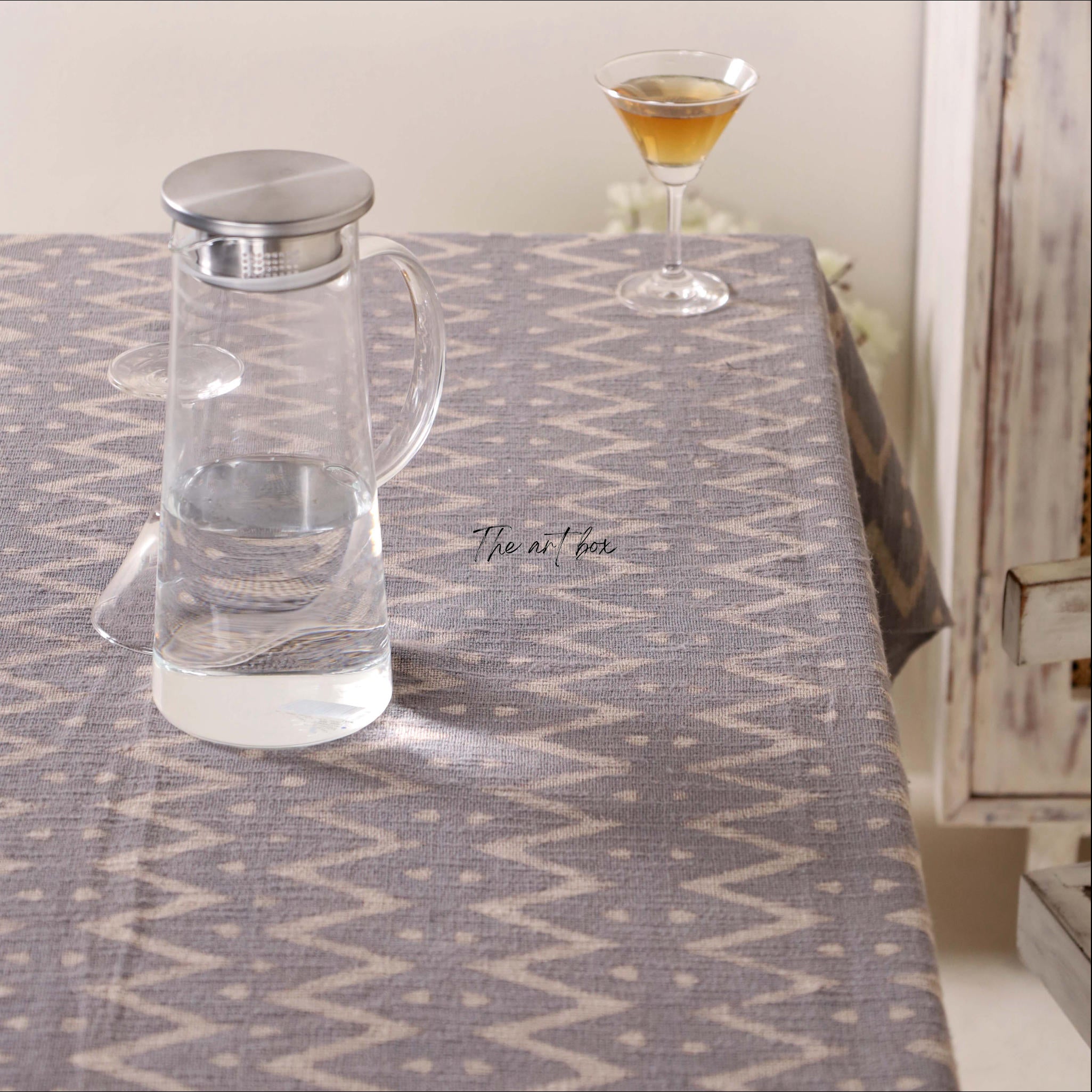 Grey Printed Table Cover